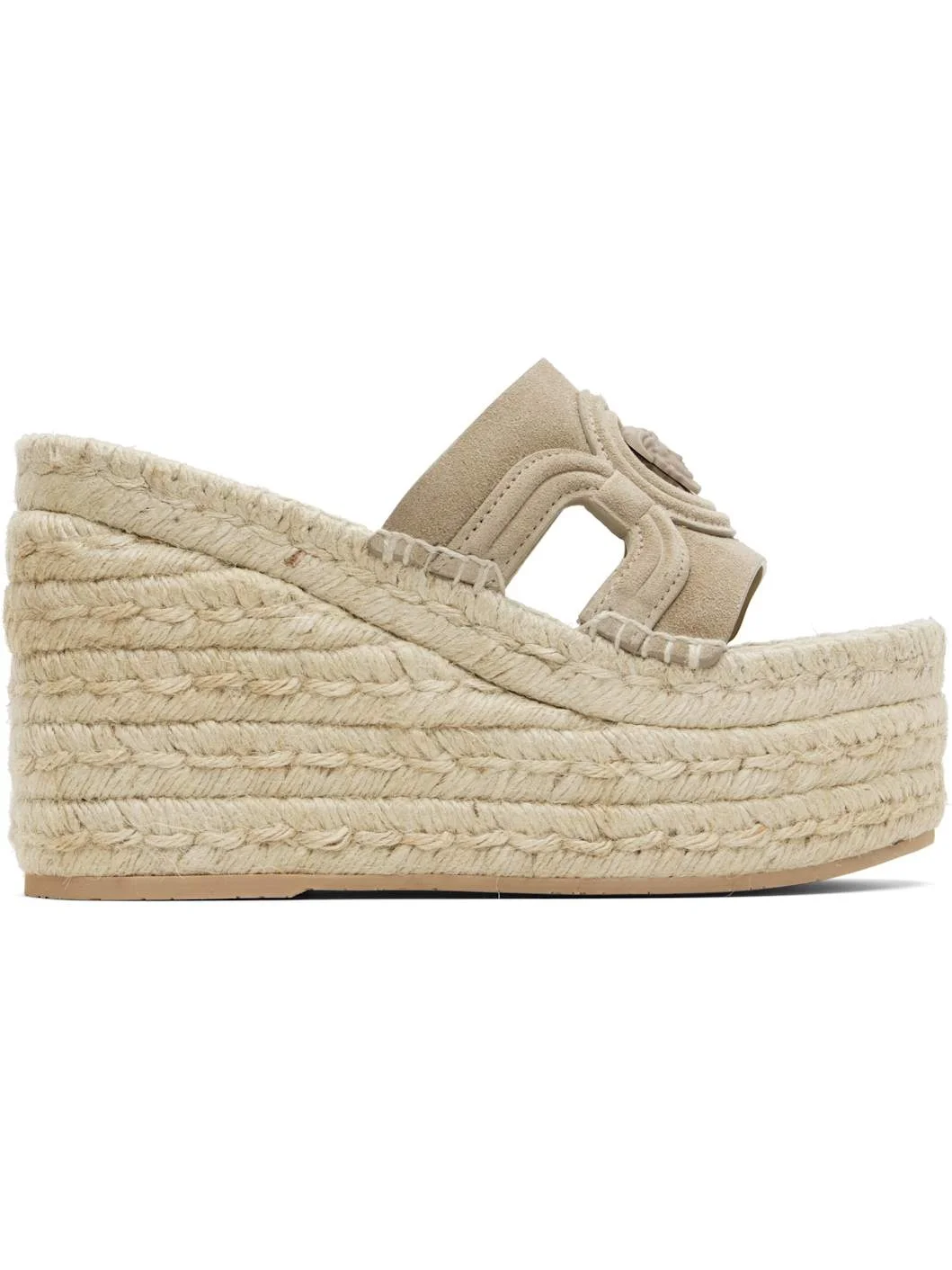 Beige Medusa '95 Platform Espadrille Heeled Sandals - 1