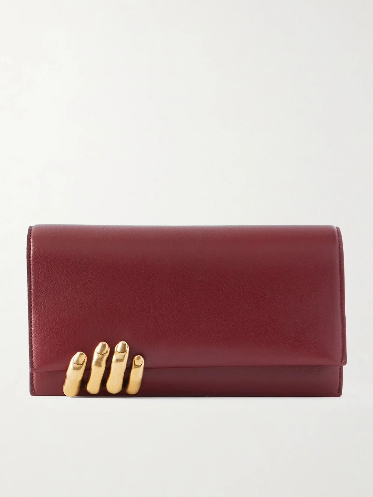 Embellished Textured-leather Clutch - 1