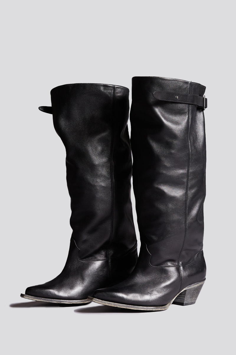 SLOUCH COWBOY BOOT - BLACK LEATHER -R13 2