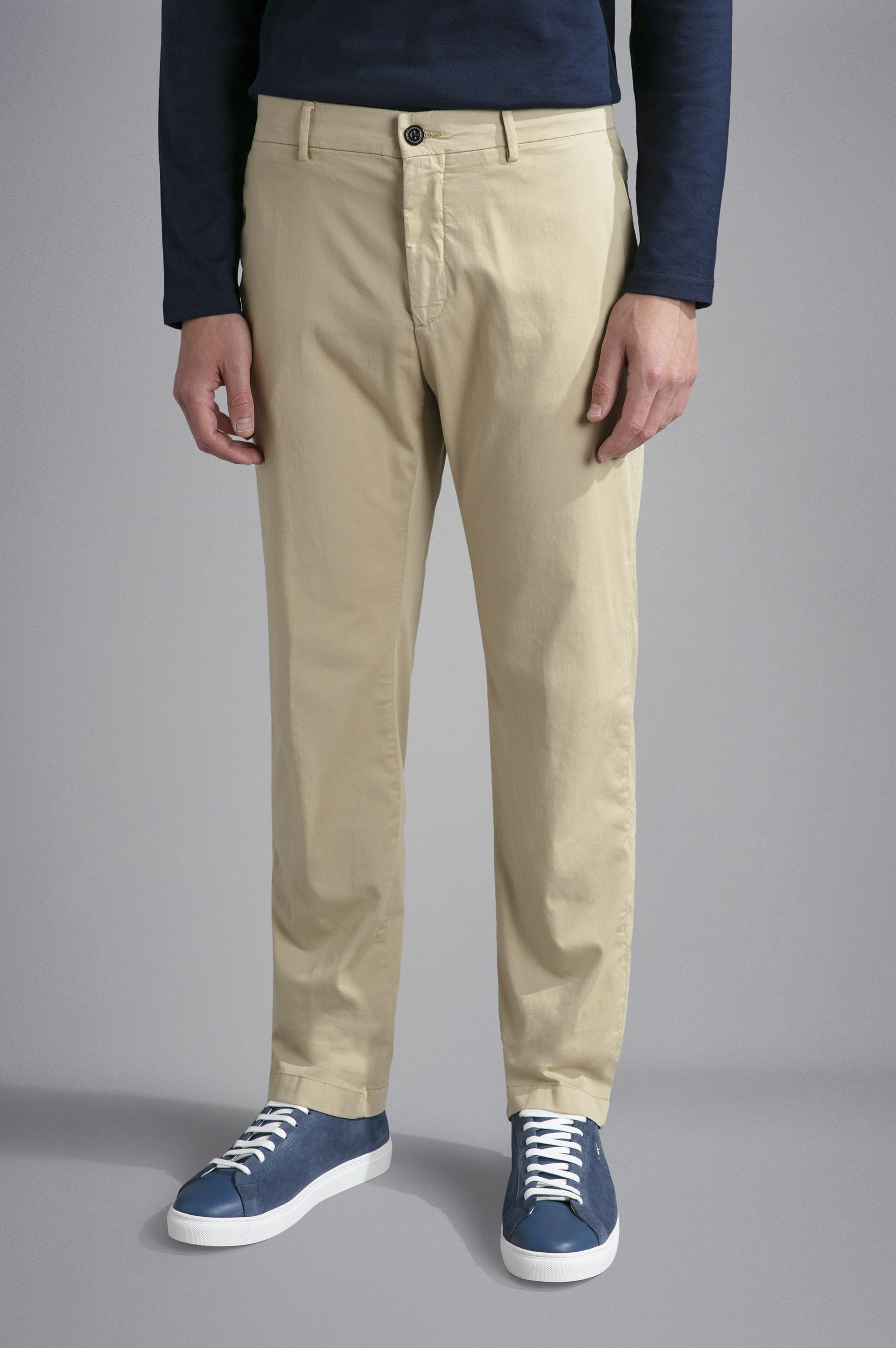 SILK AND STRETCH COTTON CHINO TROUSERS - 6