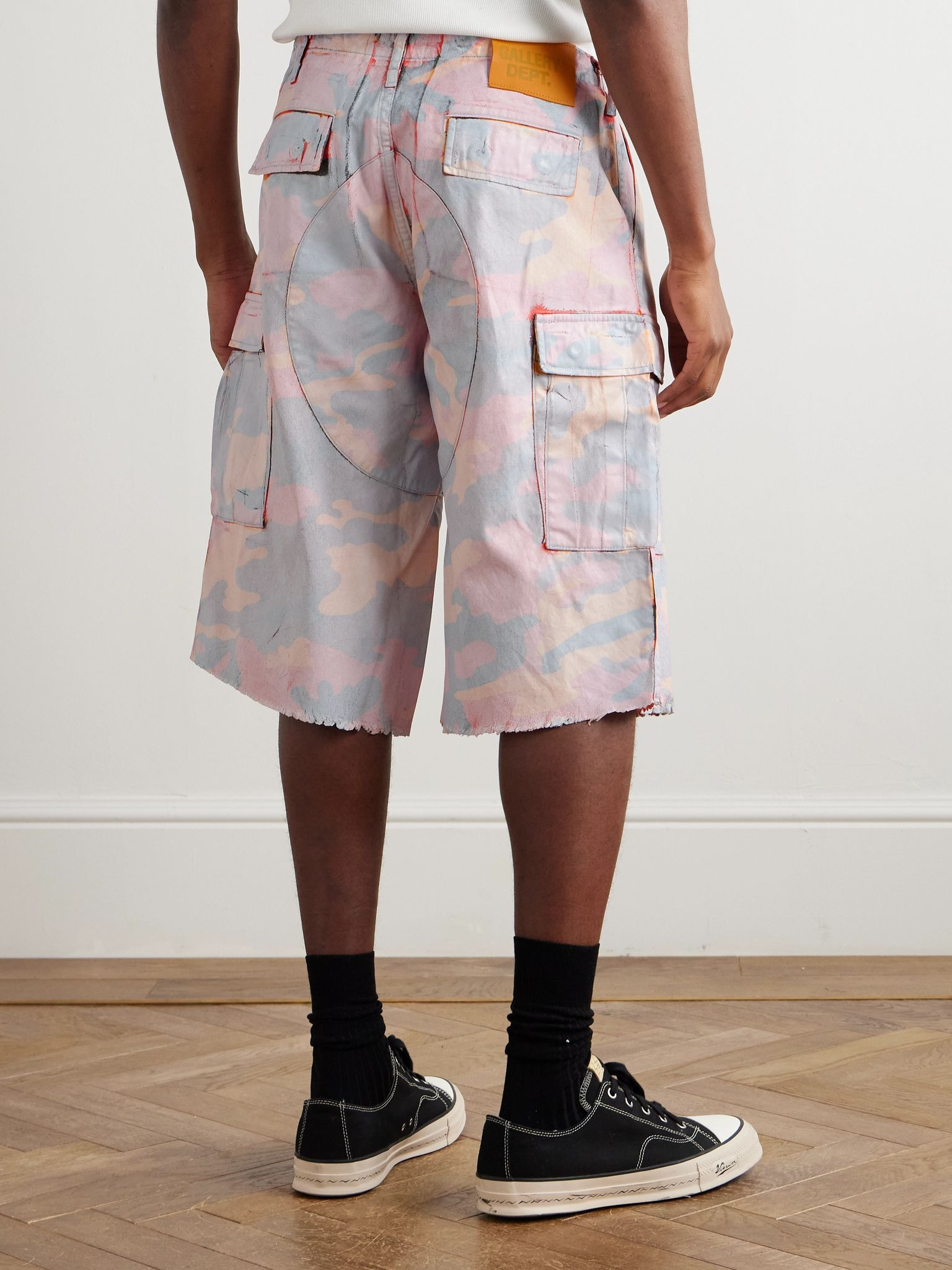 Straight-Leg Camouflage-Print Cotton-Twill Cargo Shorts Pink - 4