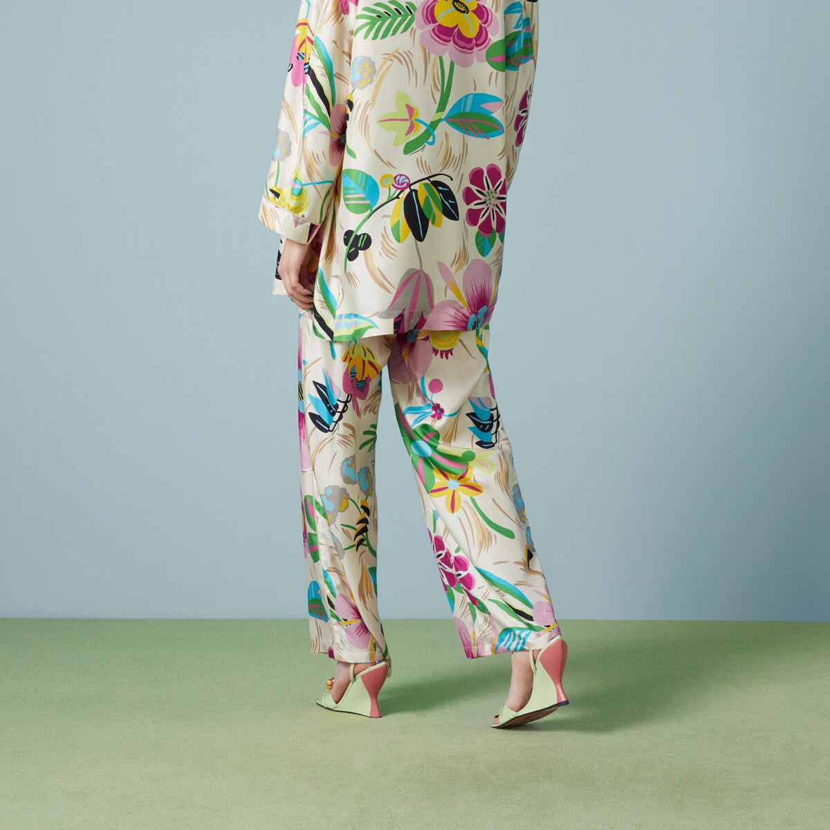 Floral print silk pant - 6