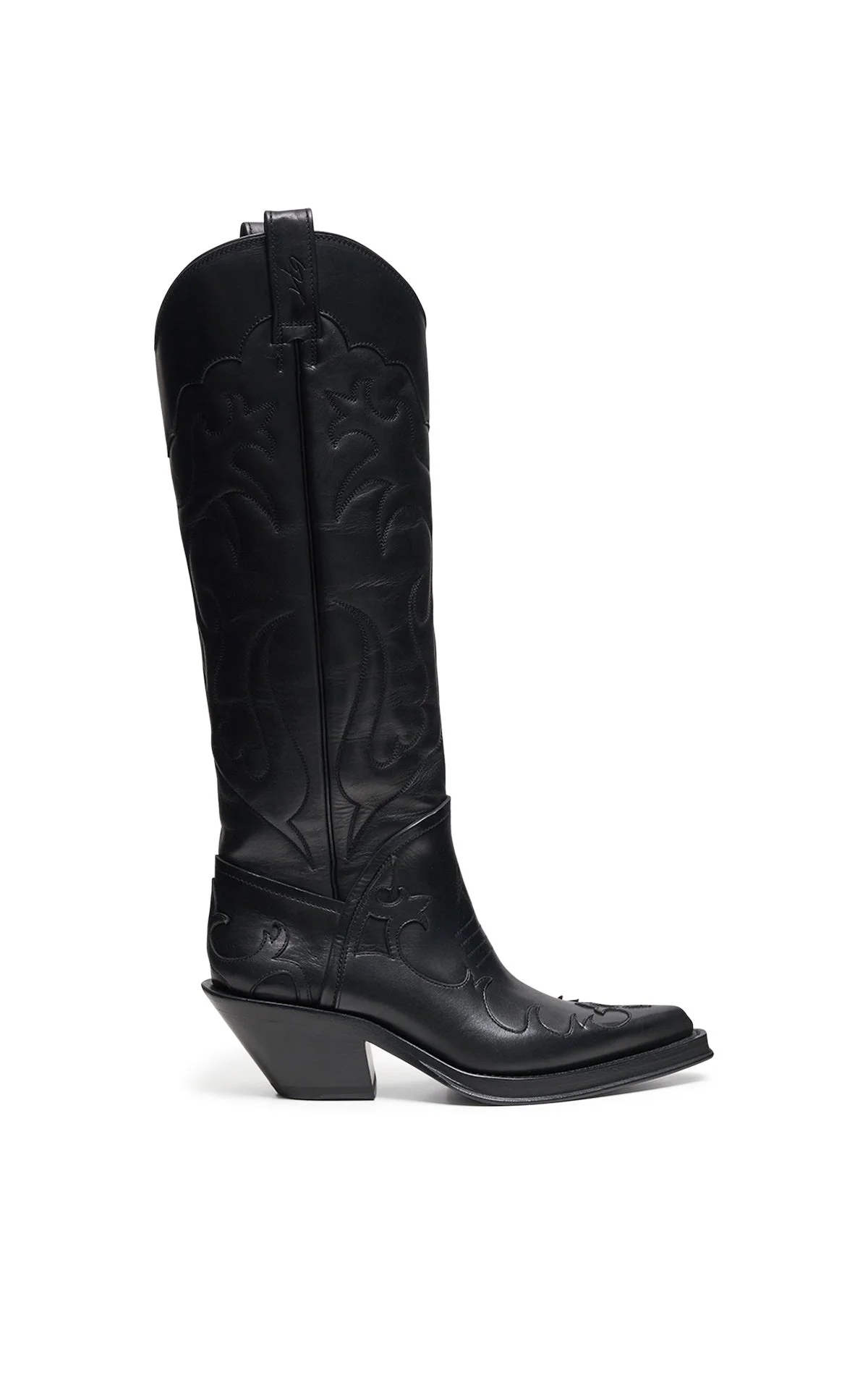 Capitana Cowboy Boot in Black Leather - 1