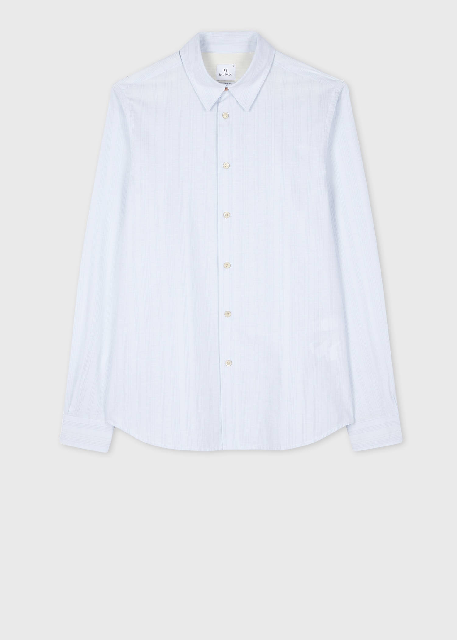 Tailored-Fit Light Blue 'Broken Stripe' Cotton Shirt - 1