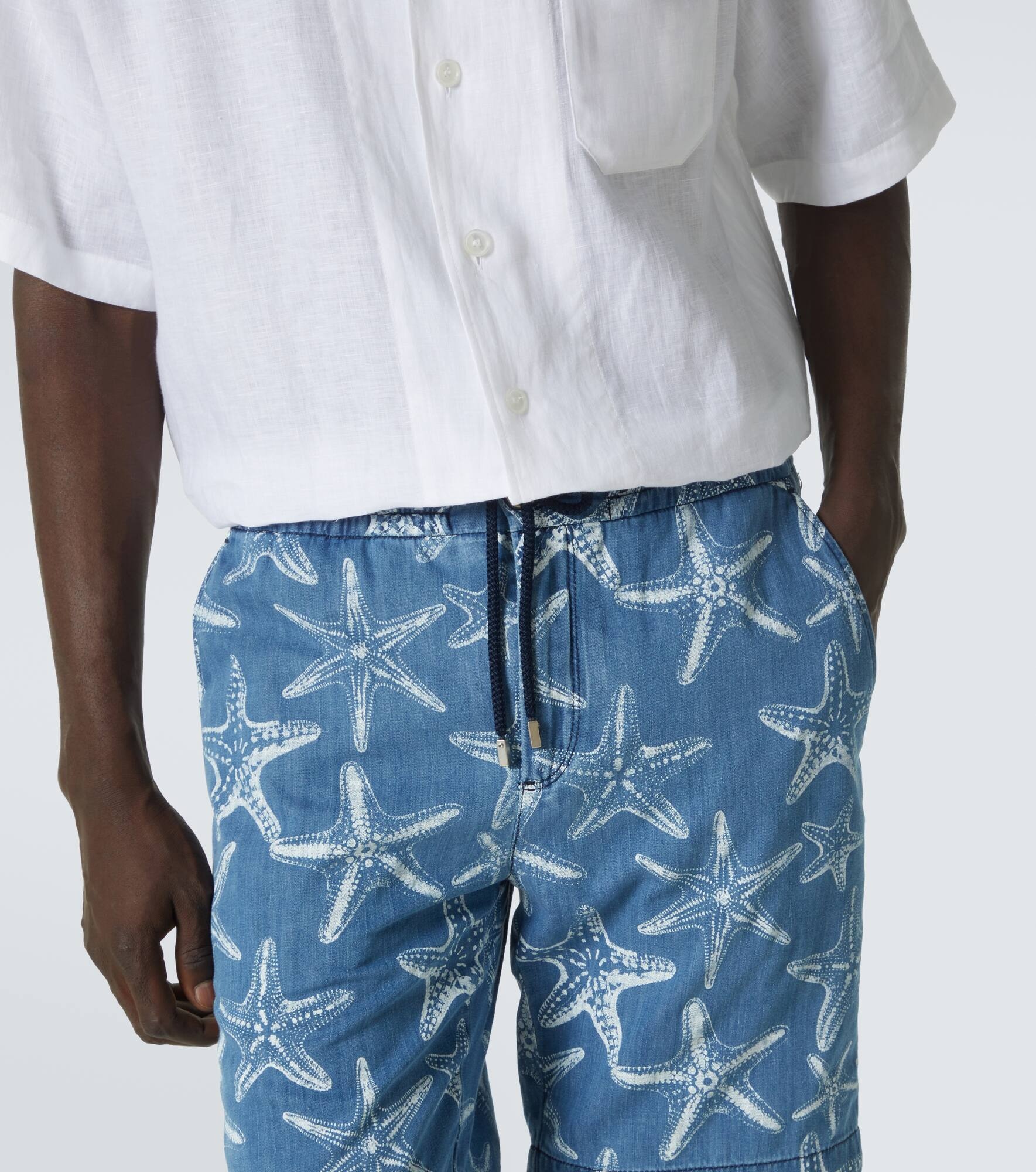 Printed denim Bermuda shorts - 5