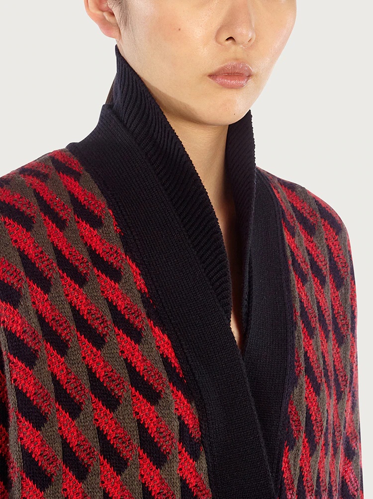 LONG JACQUARD KNIT CARDIGAN - 3