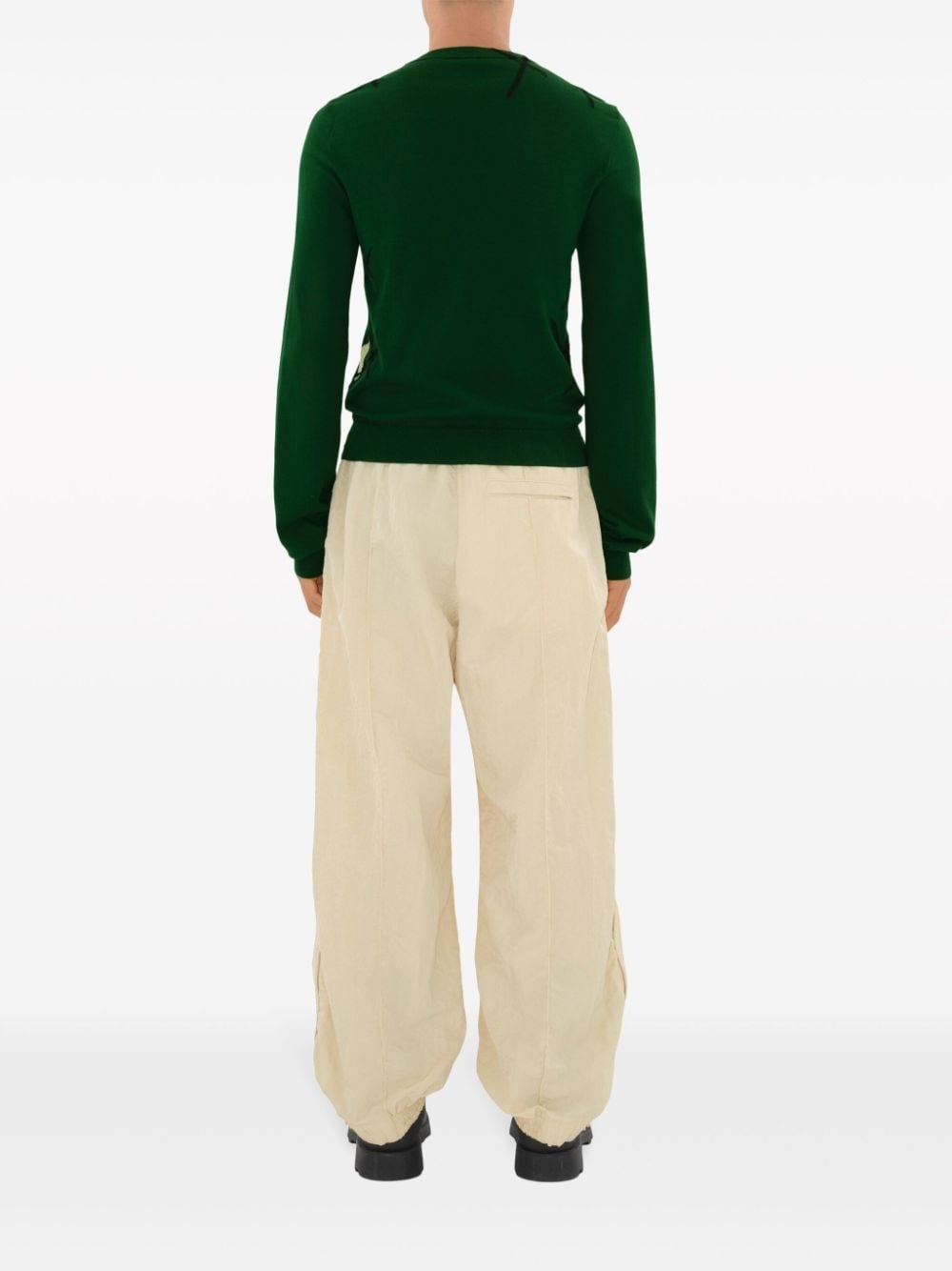 crinkled wide-leg track pants - 4