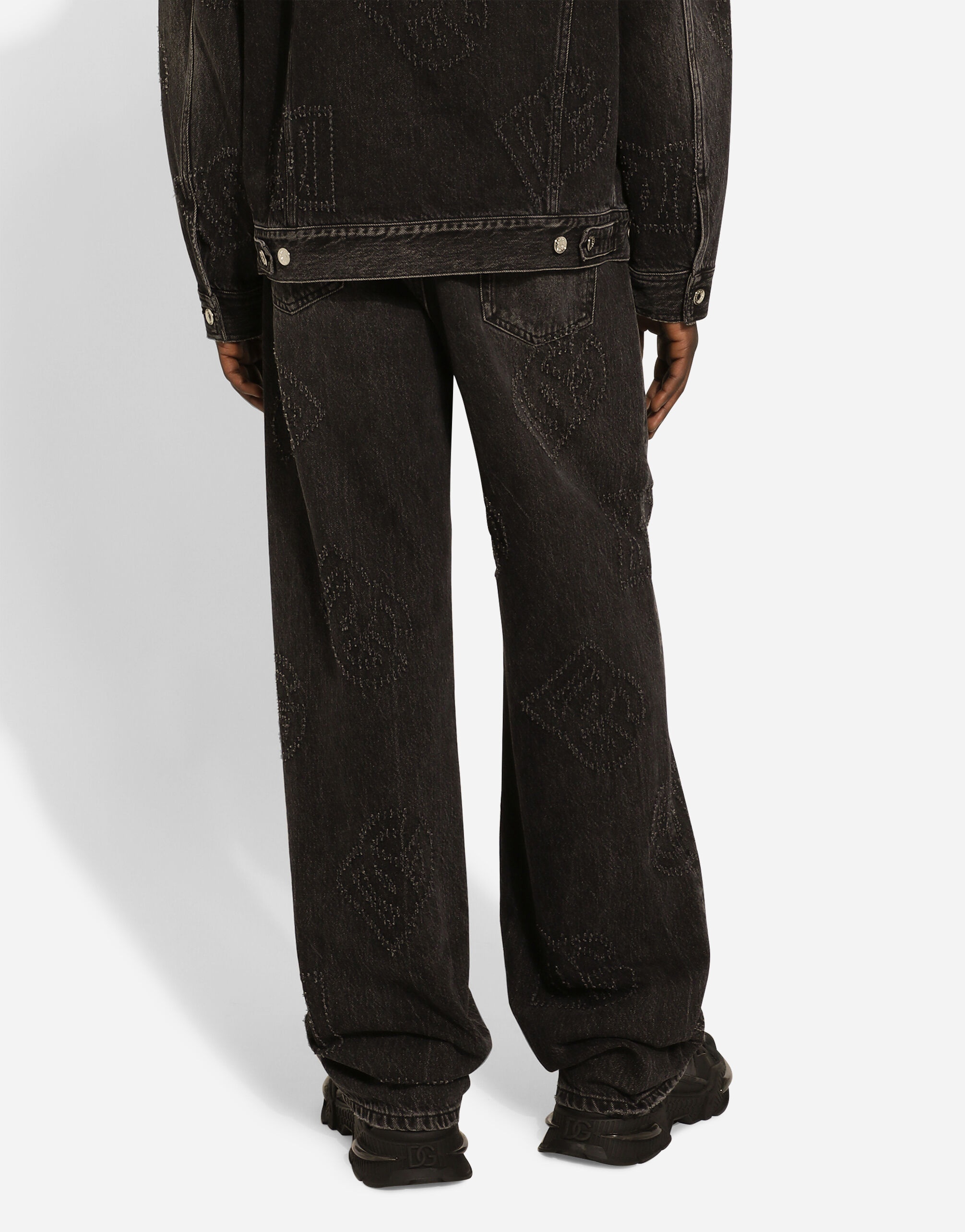 Oversize gray washed denim jeans - 4