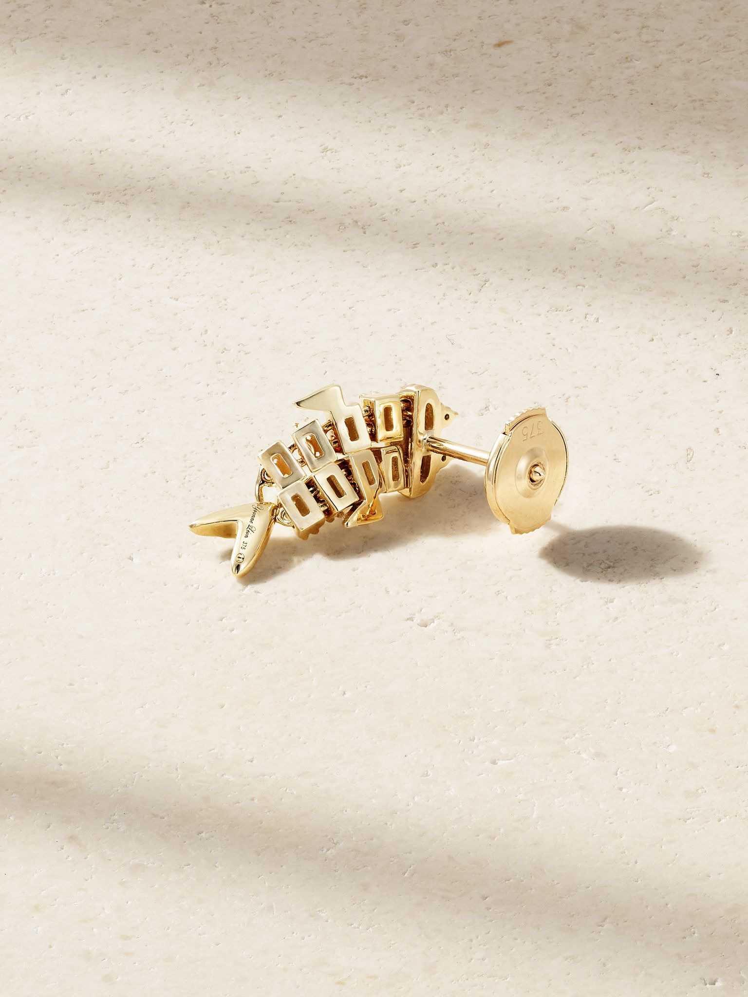 Superfish 9-karat gold diamond single earring Gold - 3