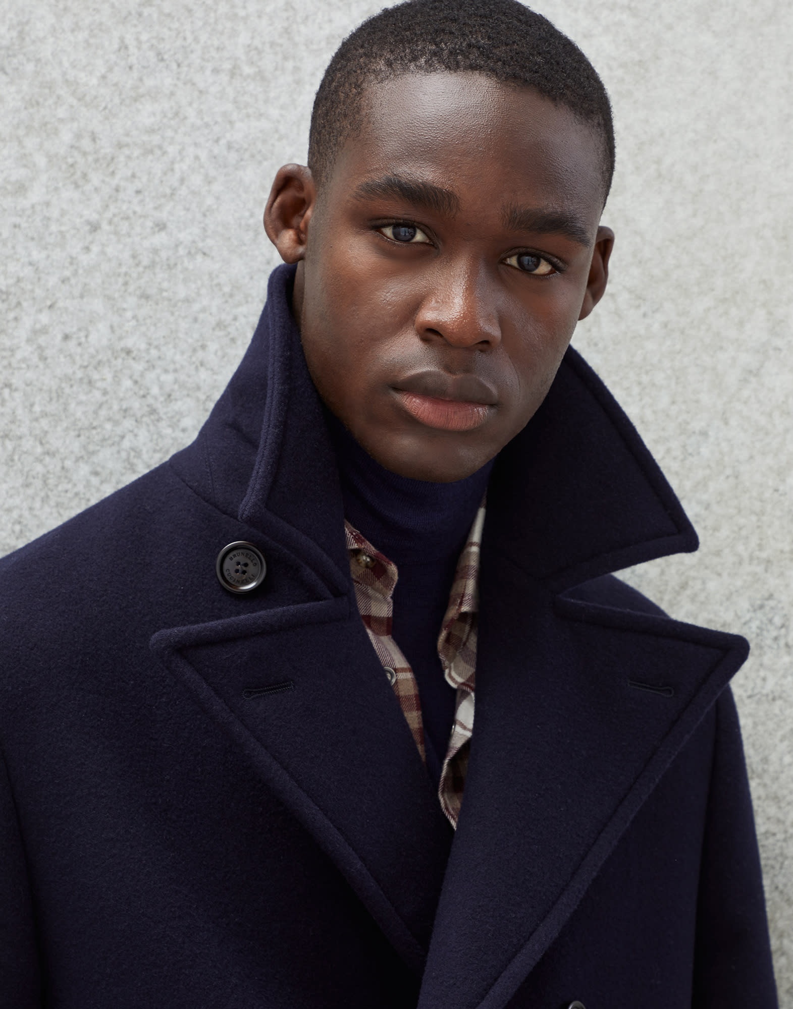 Virgin wool and cashmere double cloth pea coat with large lapels - 3