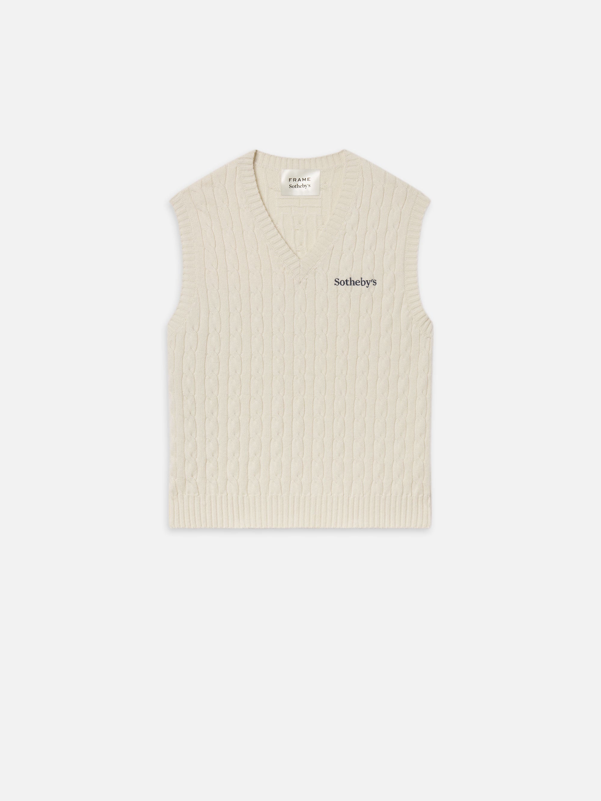 Sotheby's Unisex Cable Sweater Vest in Cream - 1