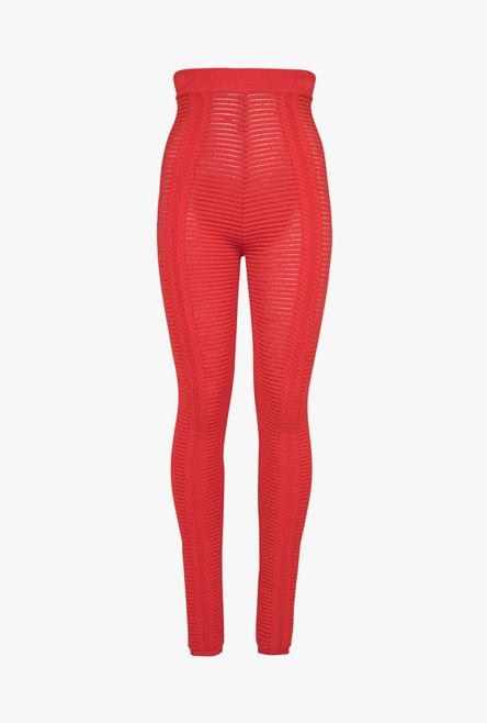 Balmain red knit leggings - JAGUAR LUXURY FASHION