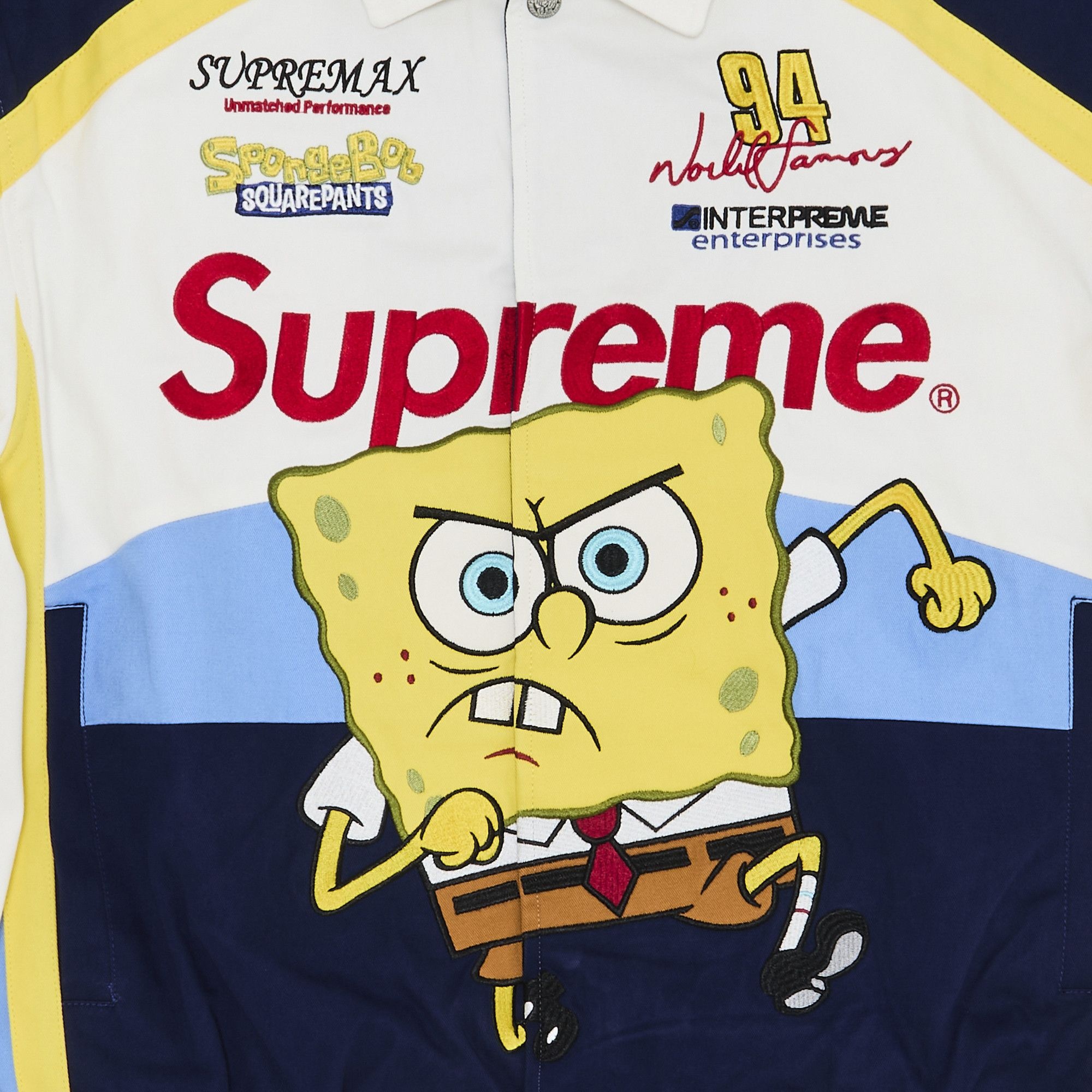 Supreme x Spongebob Squarepants x Jeff Hamilton Racing Jacket 'White' - 3