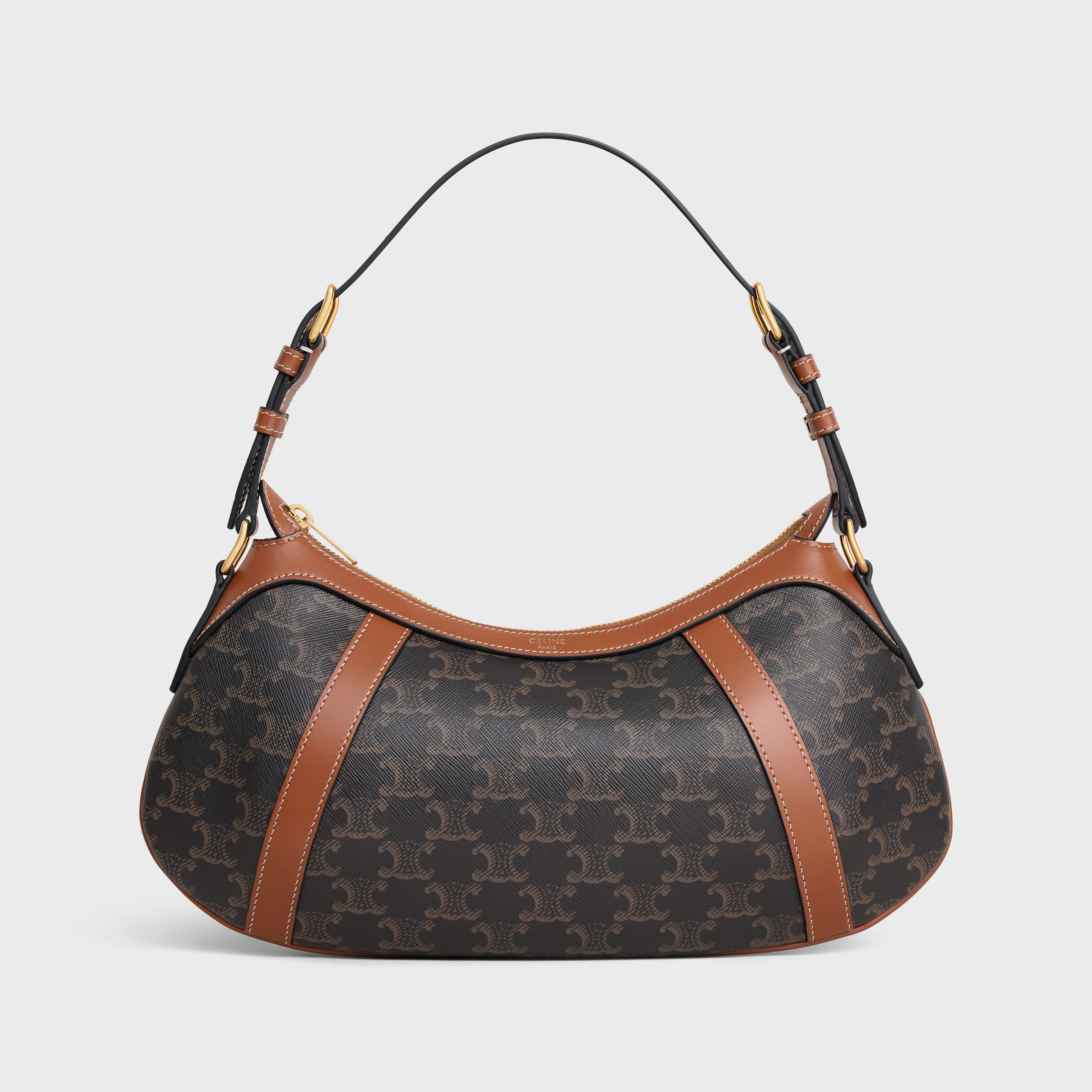CELINE STRIPED HOBO in TRIOMPHE CANVAS & CALFSKIN - 1