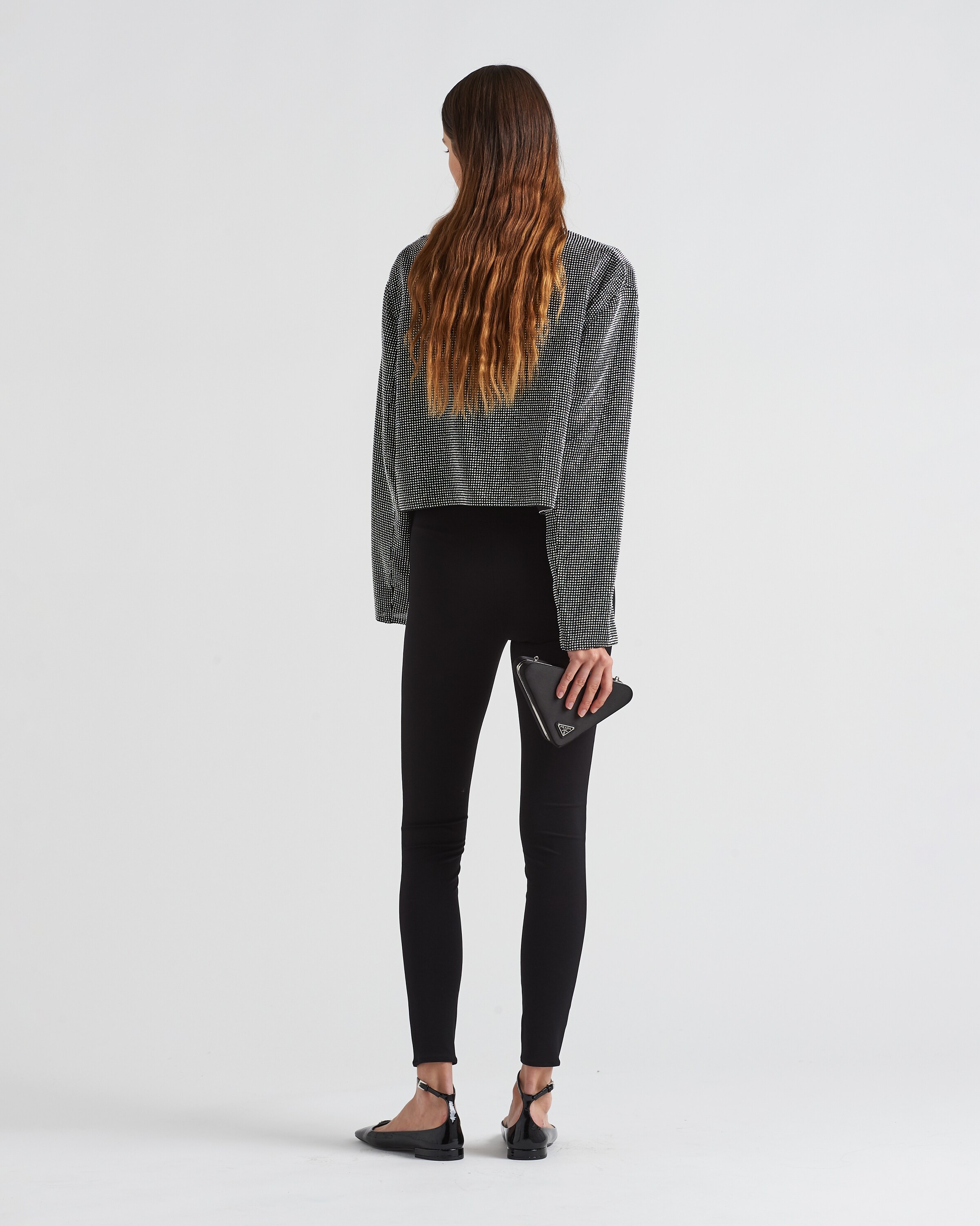 Single-breasted rhinestone encrusted mesh jacket - 5