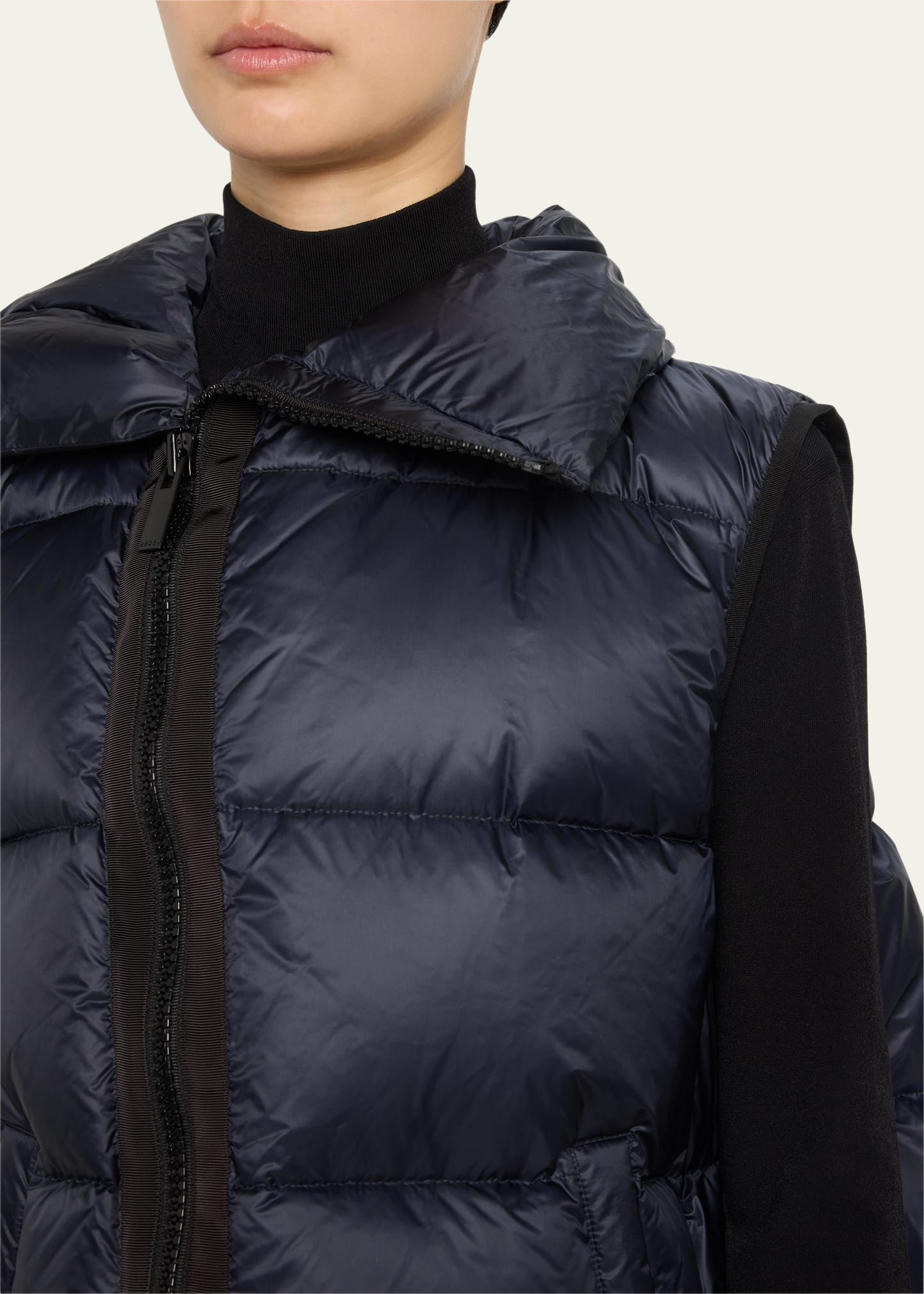 Asymmetric Zipper Puffer Vest - 5