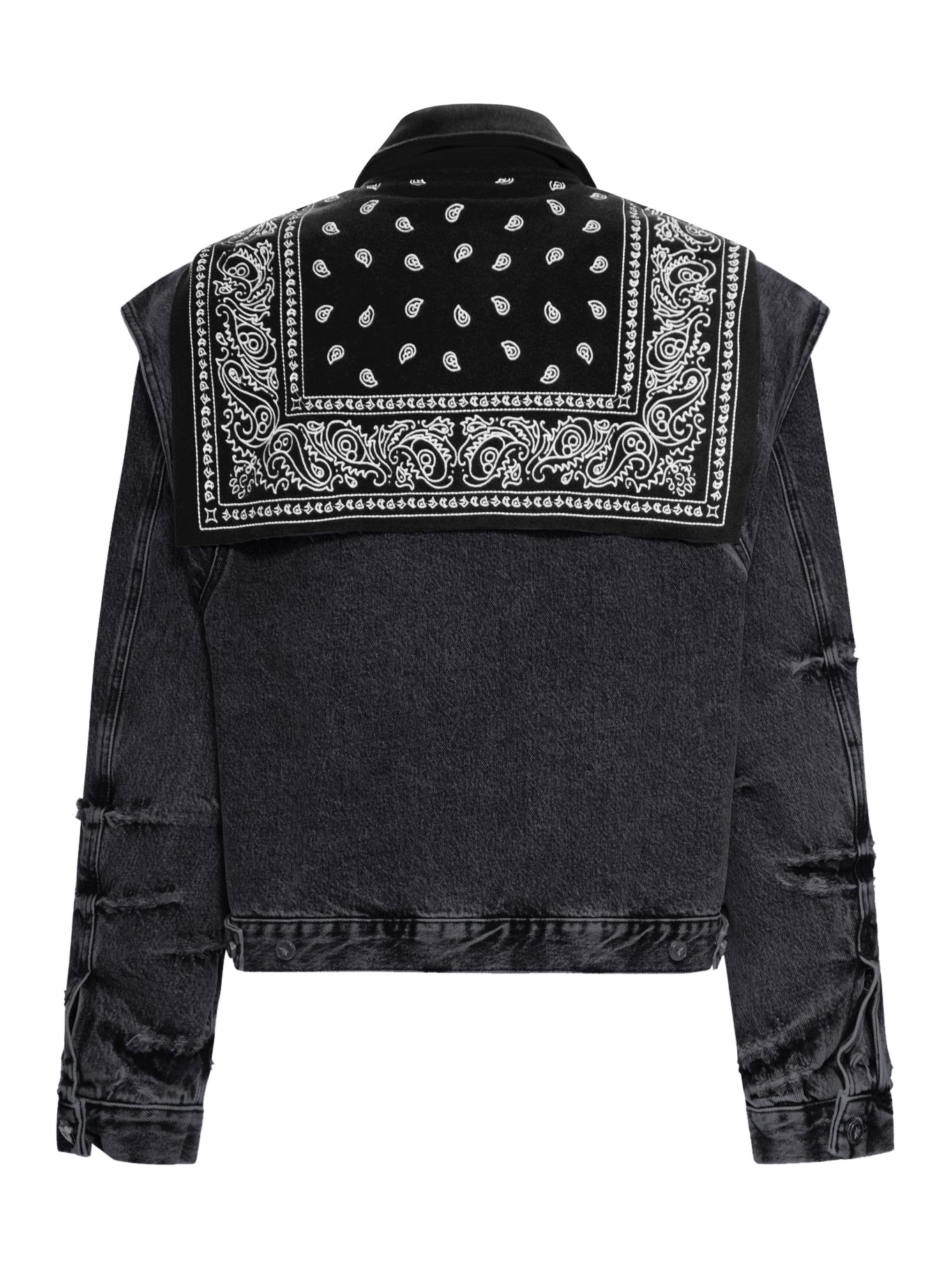 DENIM CAPE JACKET WITH BANDANA EFFECT - 2