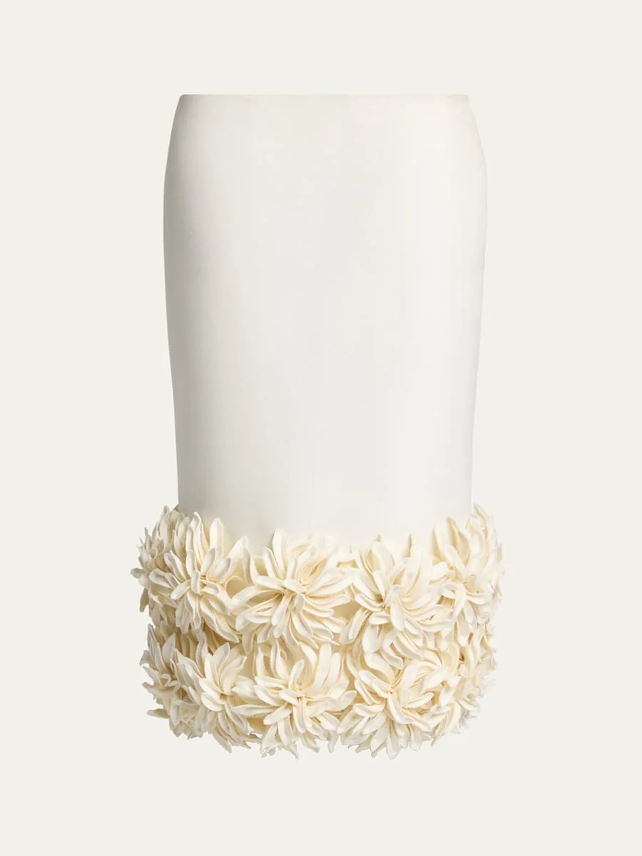 Pointy Flower Midi Pencil Skirt - 1
