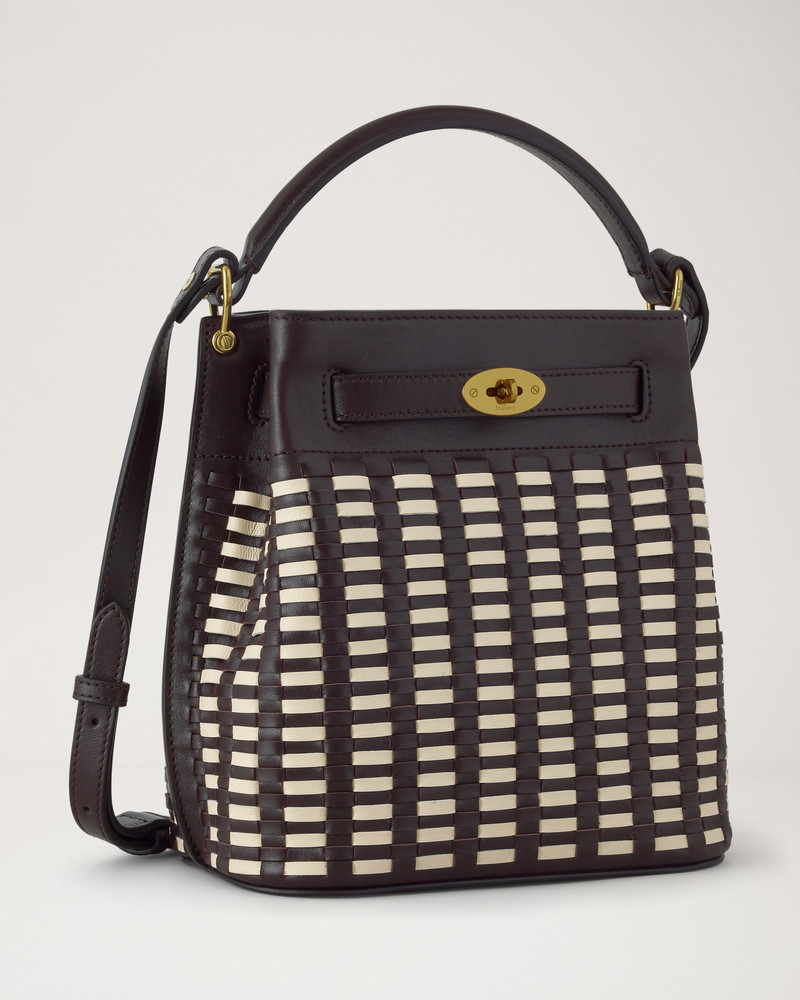 Islington Bucket Ebony & Eggshell Woven Leather 3