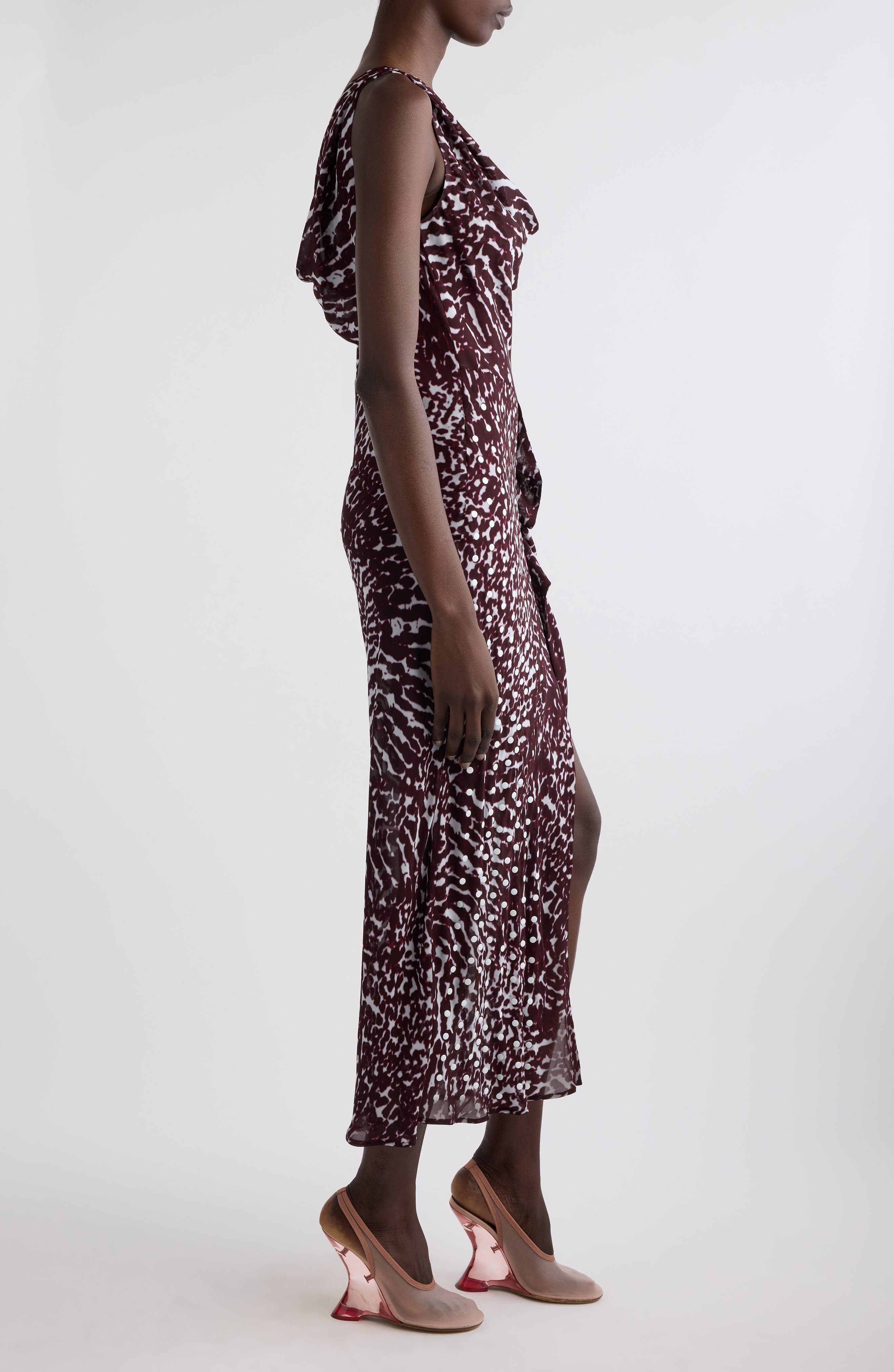 Dries Van Noten Deyon Mixed Print Midi Dress in Burgundy at Nordstrom - 3