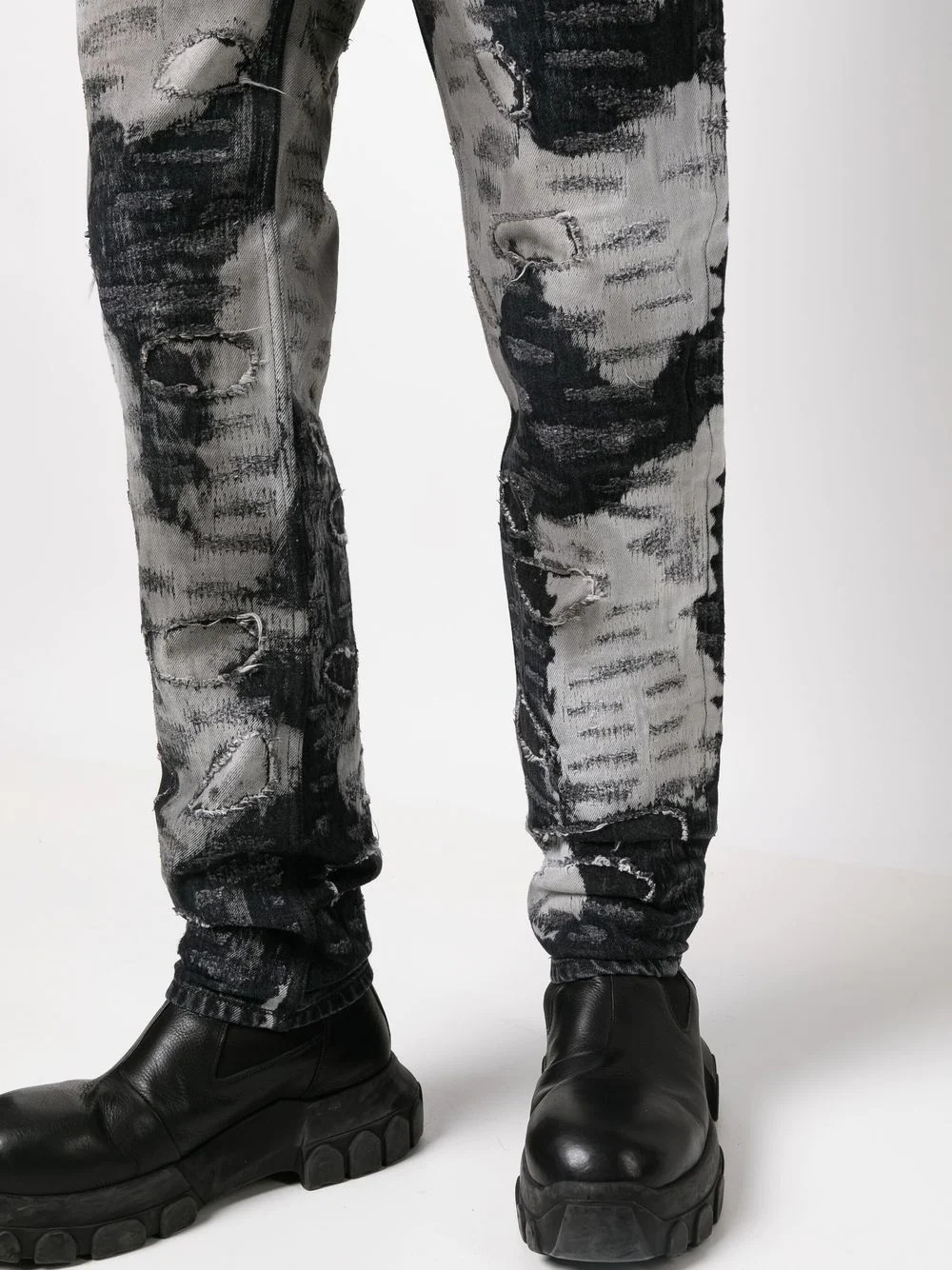 distressed two-tone jeans - 5