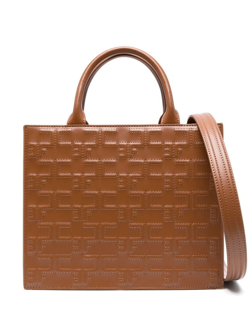 logo-embossed quilted tote bag 1