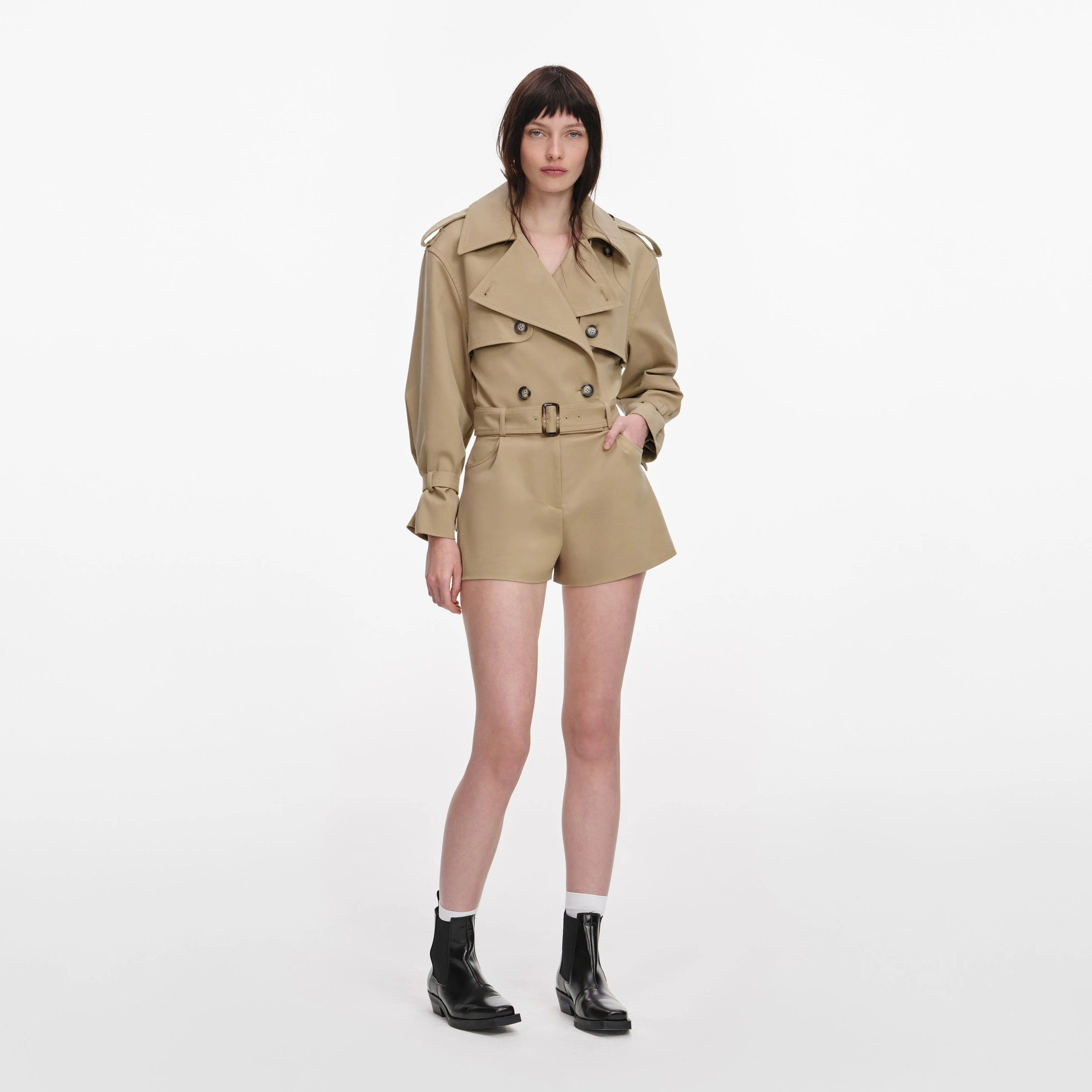 Beige Cotton Playsuit - 1