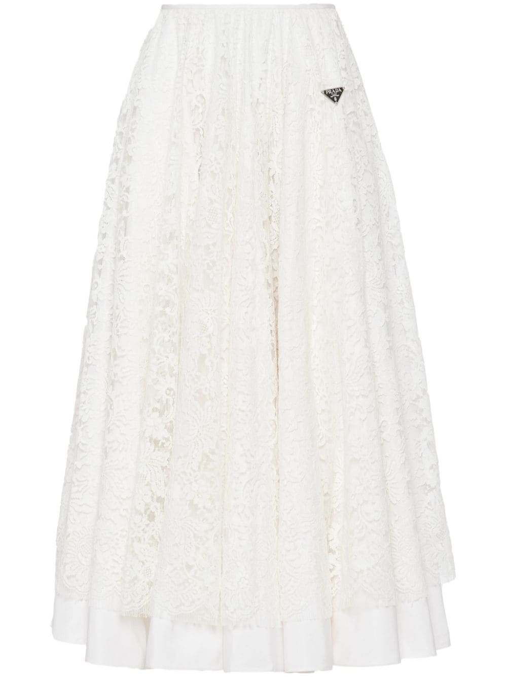 floral-lace cotton midi skirt - 1