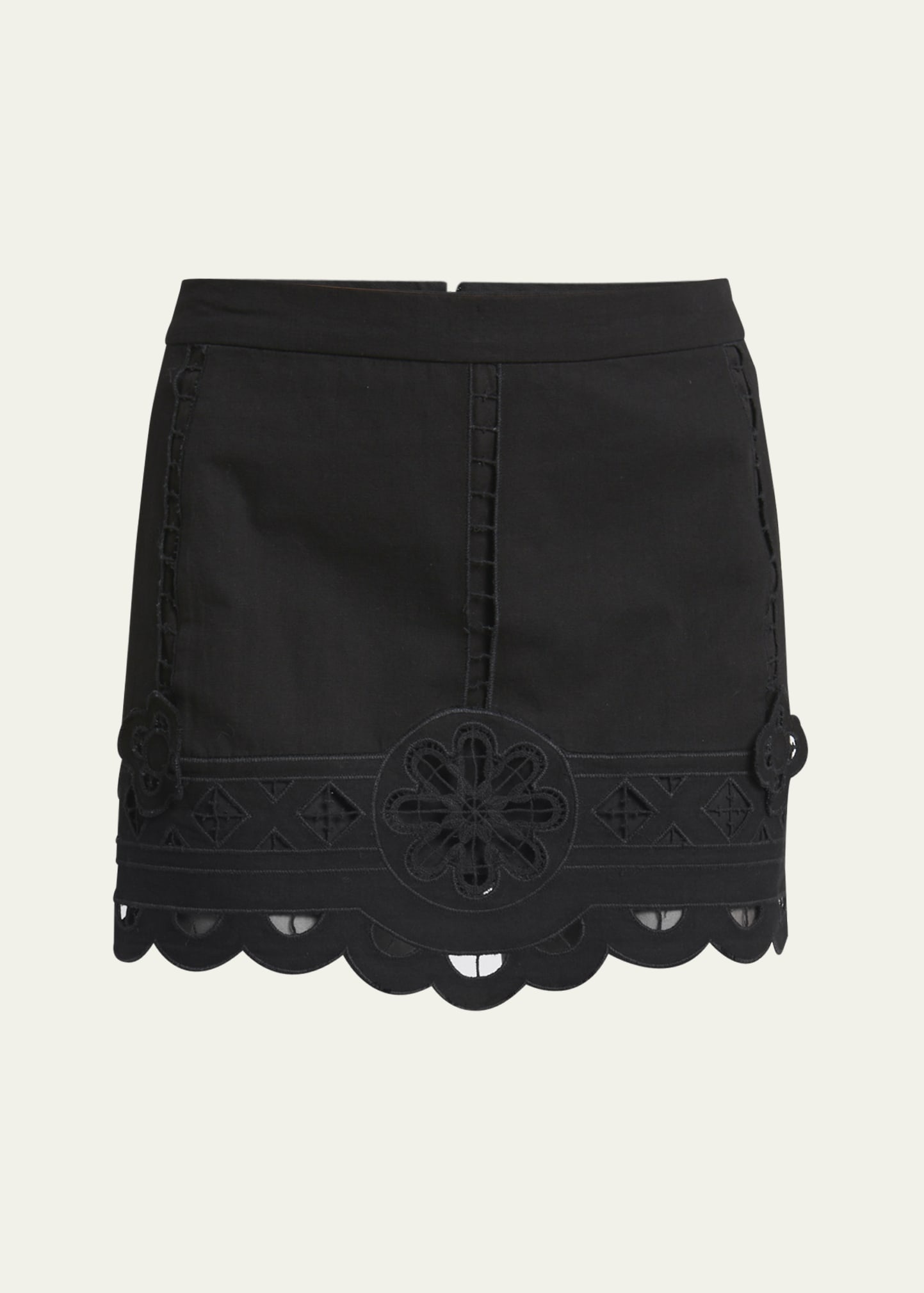 Palmira Cutout Lace Scallop Mini Skirt - 1