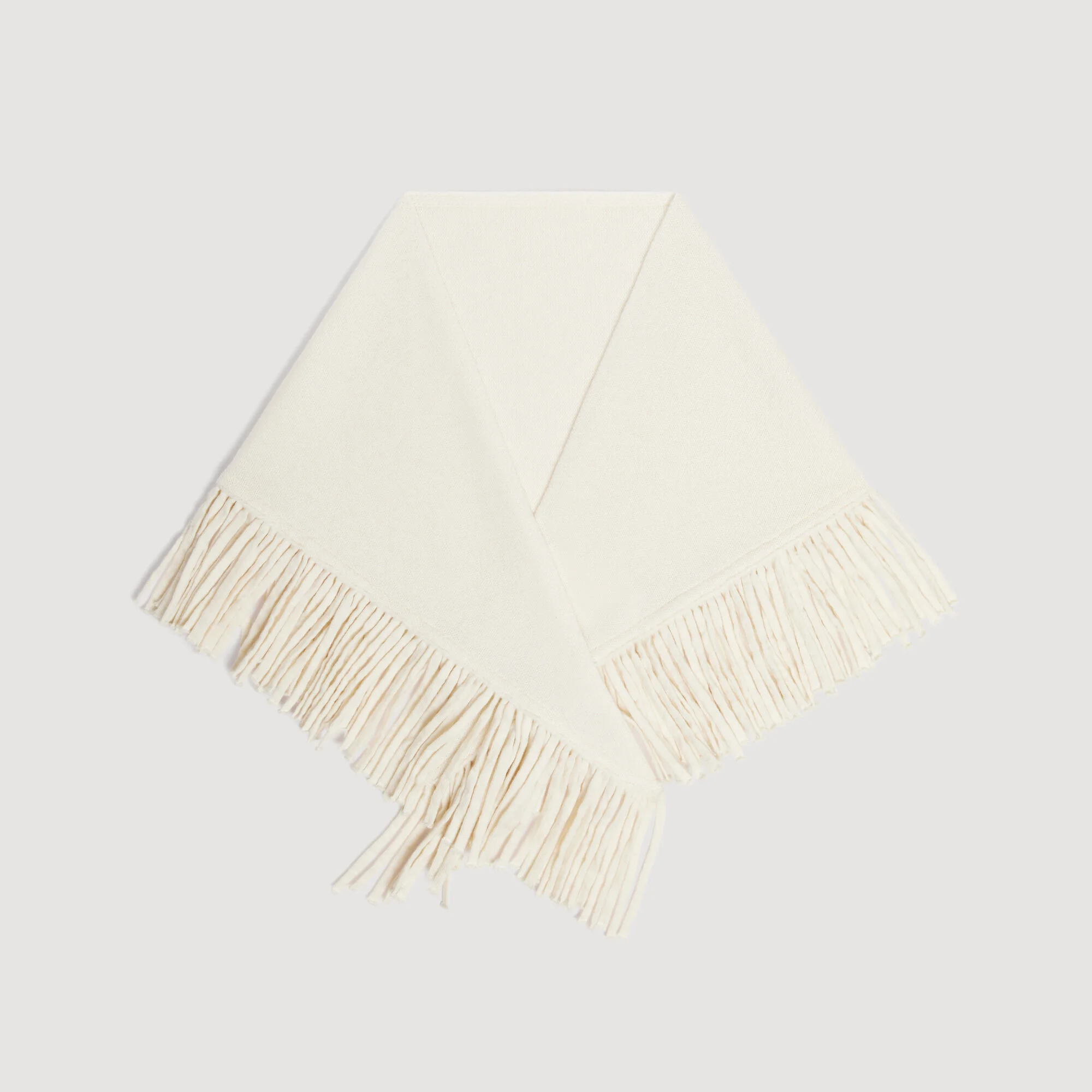 FRINGED WOOL TRIANGLE SCARF - 1