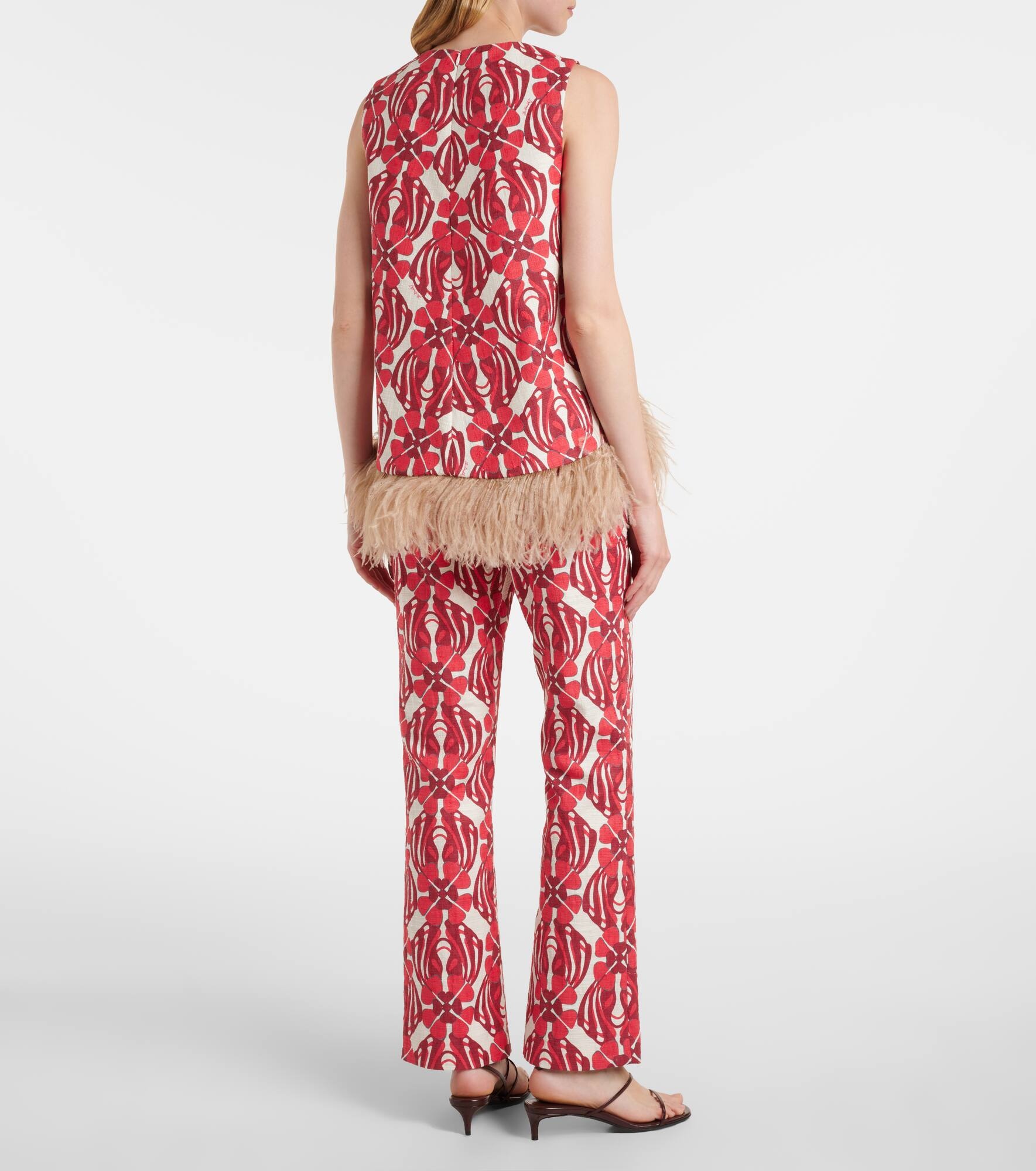 La Scala feather-trimmed cotton top - 3