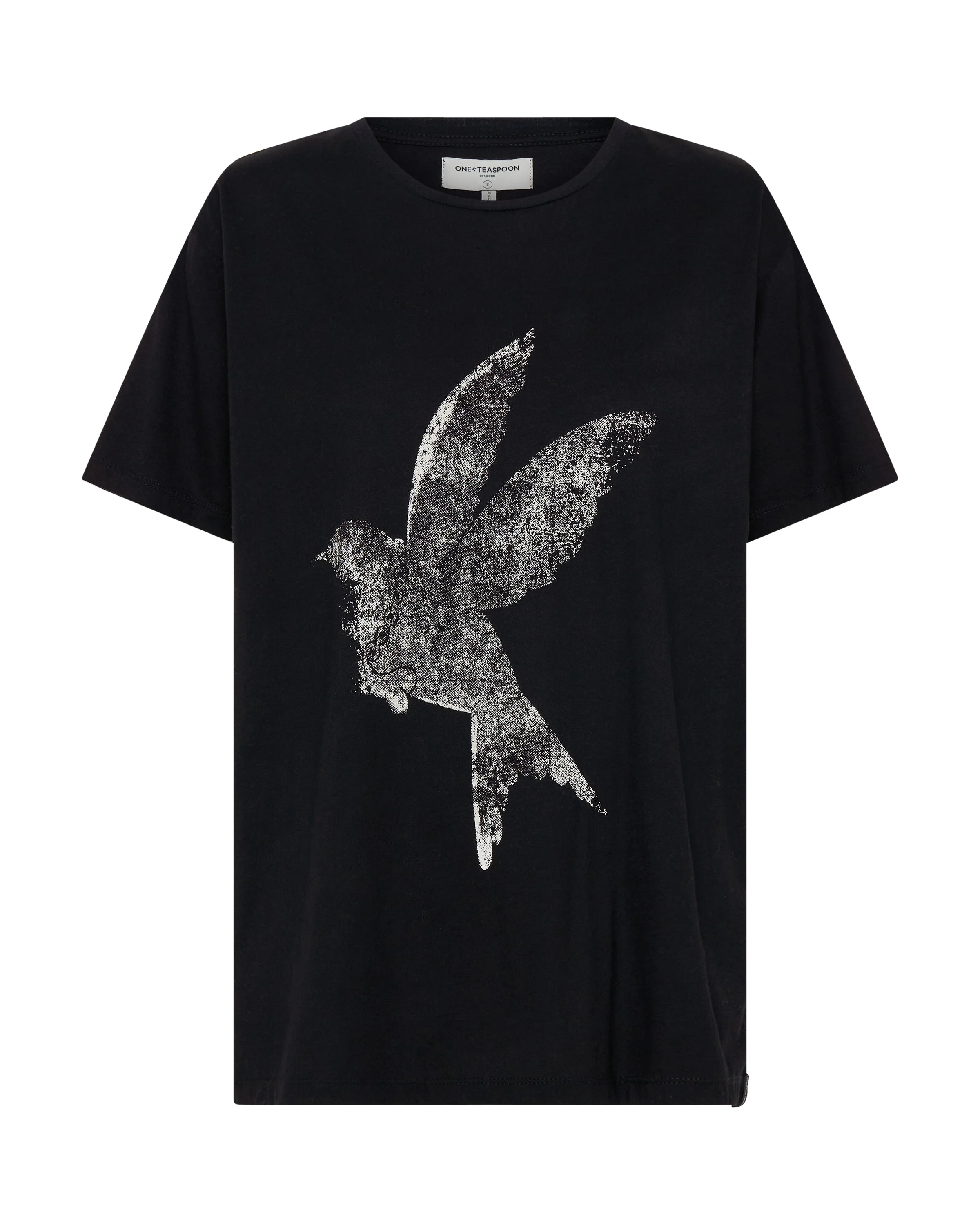 Brushed Bowerbird Boyfriend Tee - Black - 1
