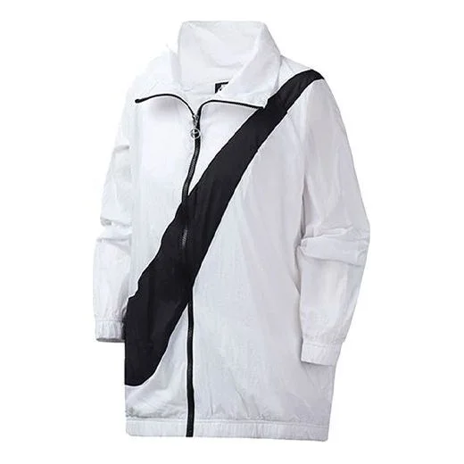 (WMNS) Nike Large swoosh Zipper Windbreaker White CV8659-100 - 1