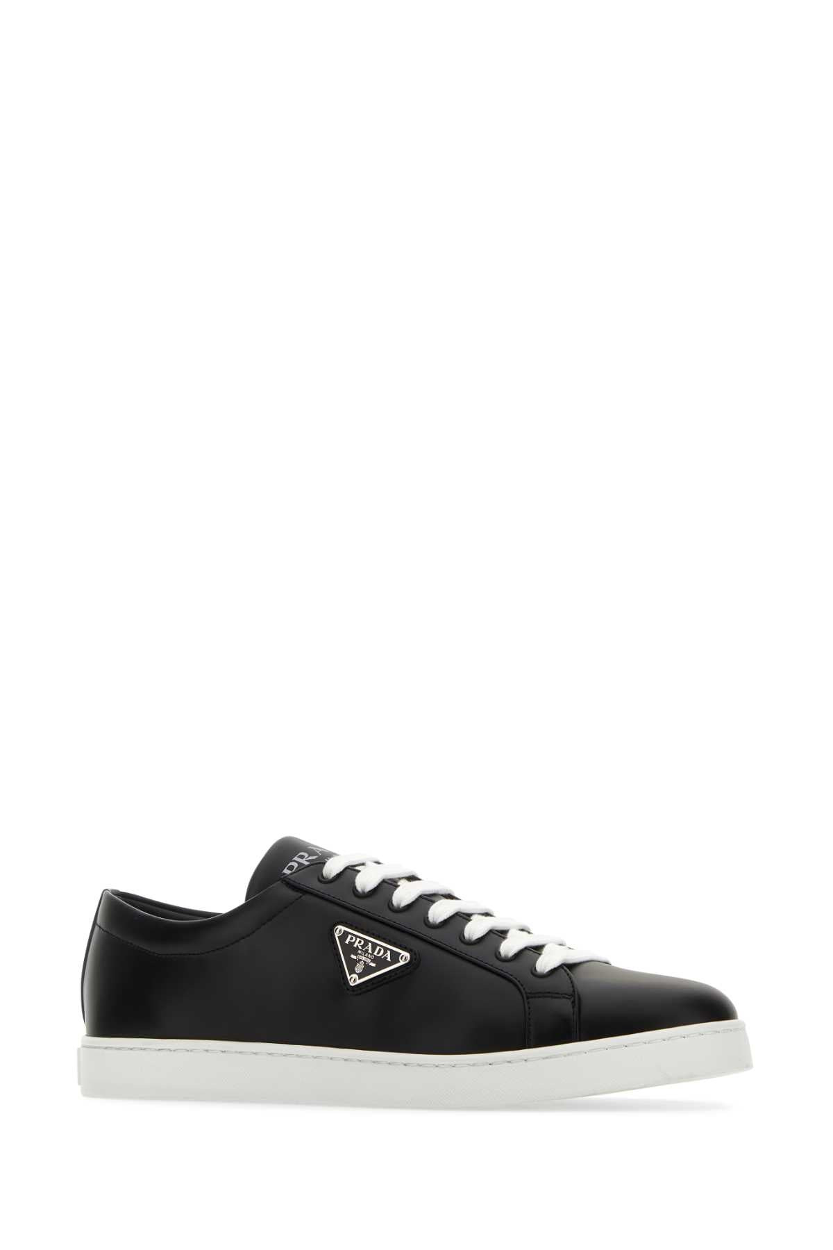 Prada Men Black Leather Sneakers - 2