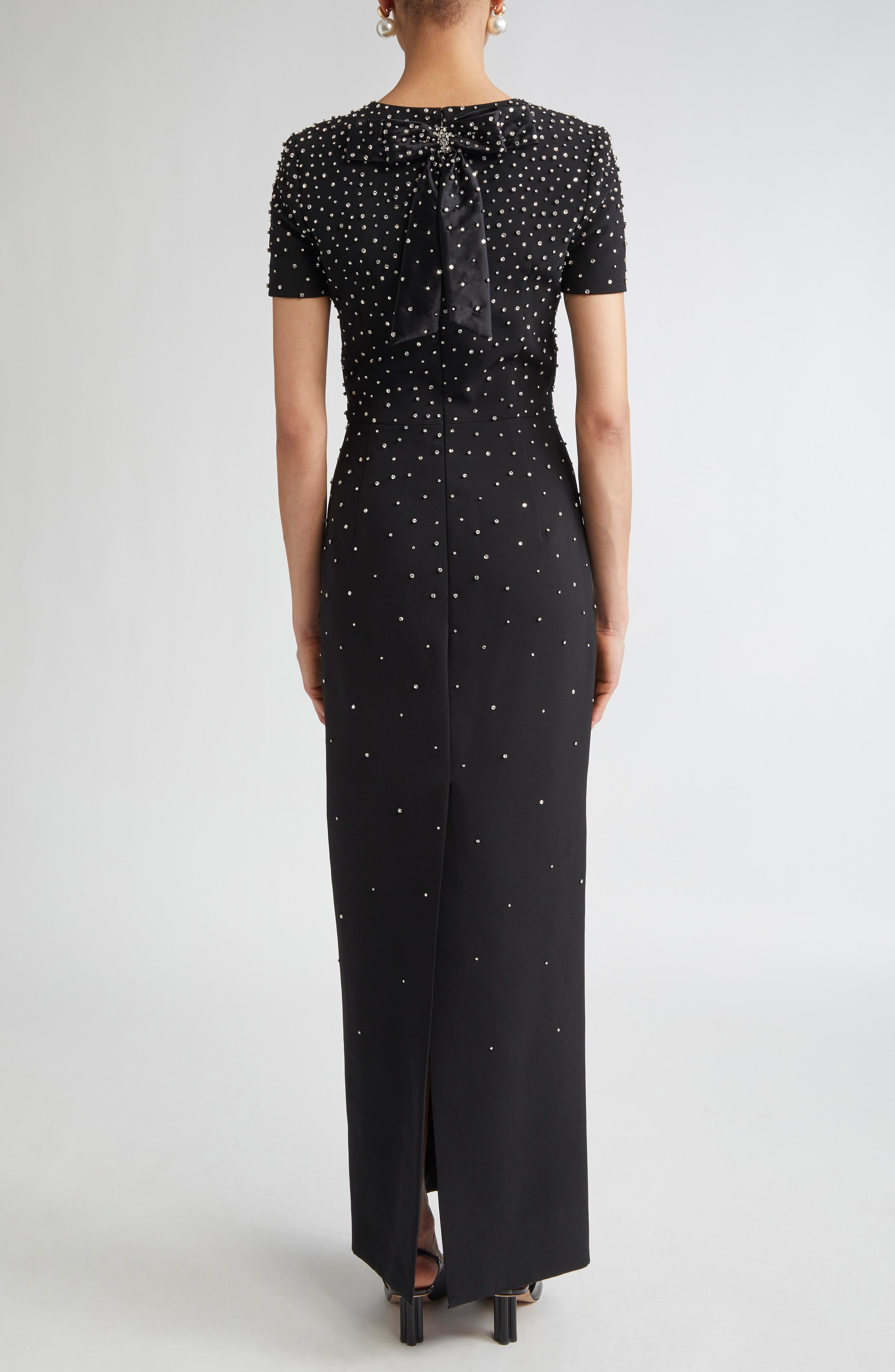 Carolina Herrera Crystal Embellished Stretch Crepe Column Gown in Black at Nordstrom - 2