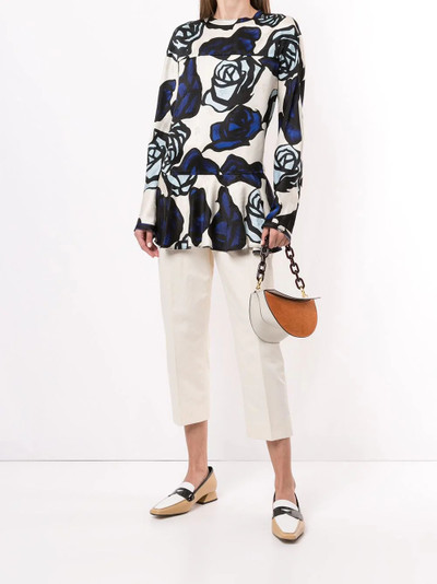 Marni rose-print ruffled blouse outlook