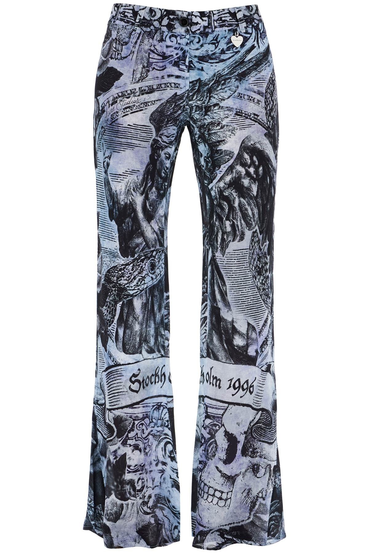 PRINTED CREPE FLARED PANTS - 1