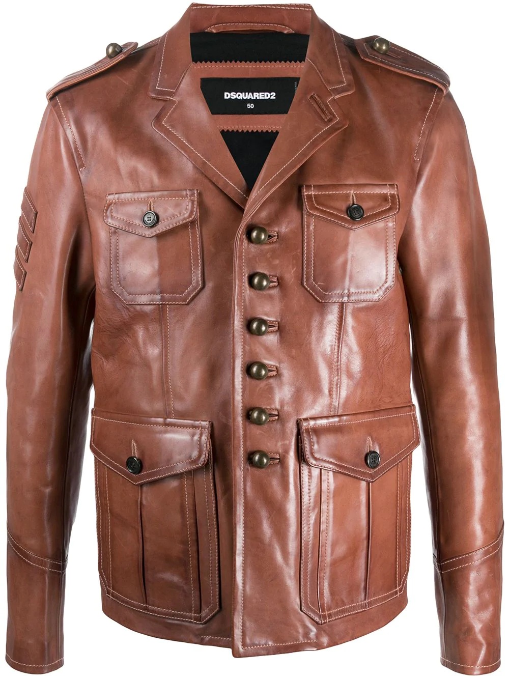 button-front leather jacket - 1