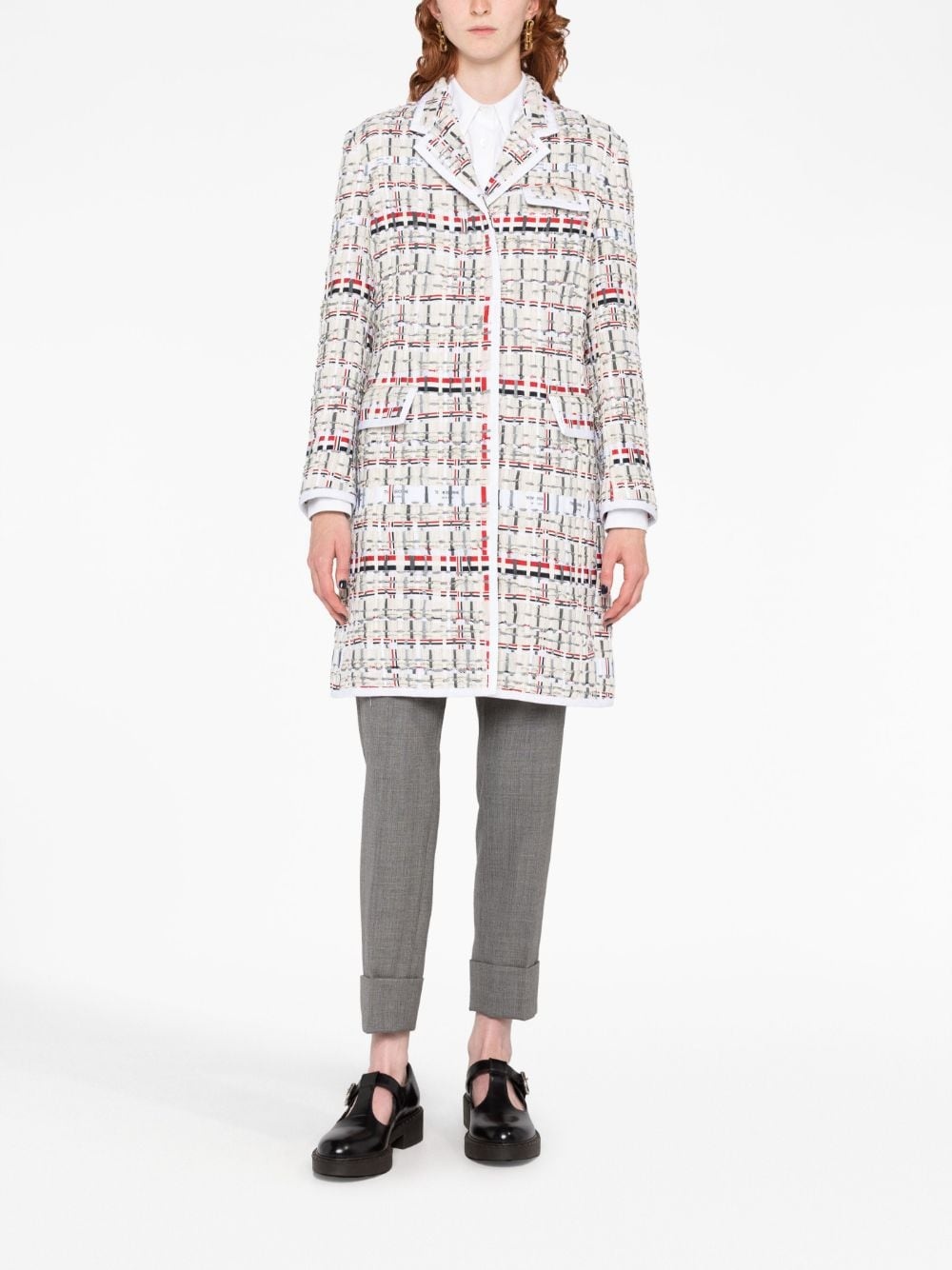 single-breasted tweed coat - 2