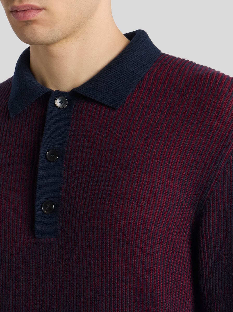 RIBBED WOOL POLO SHIRT - 3