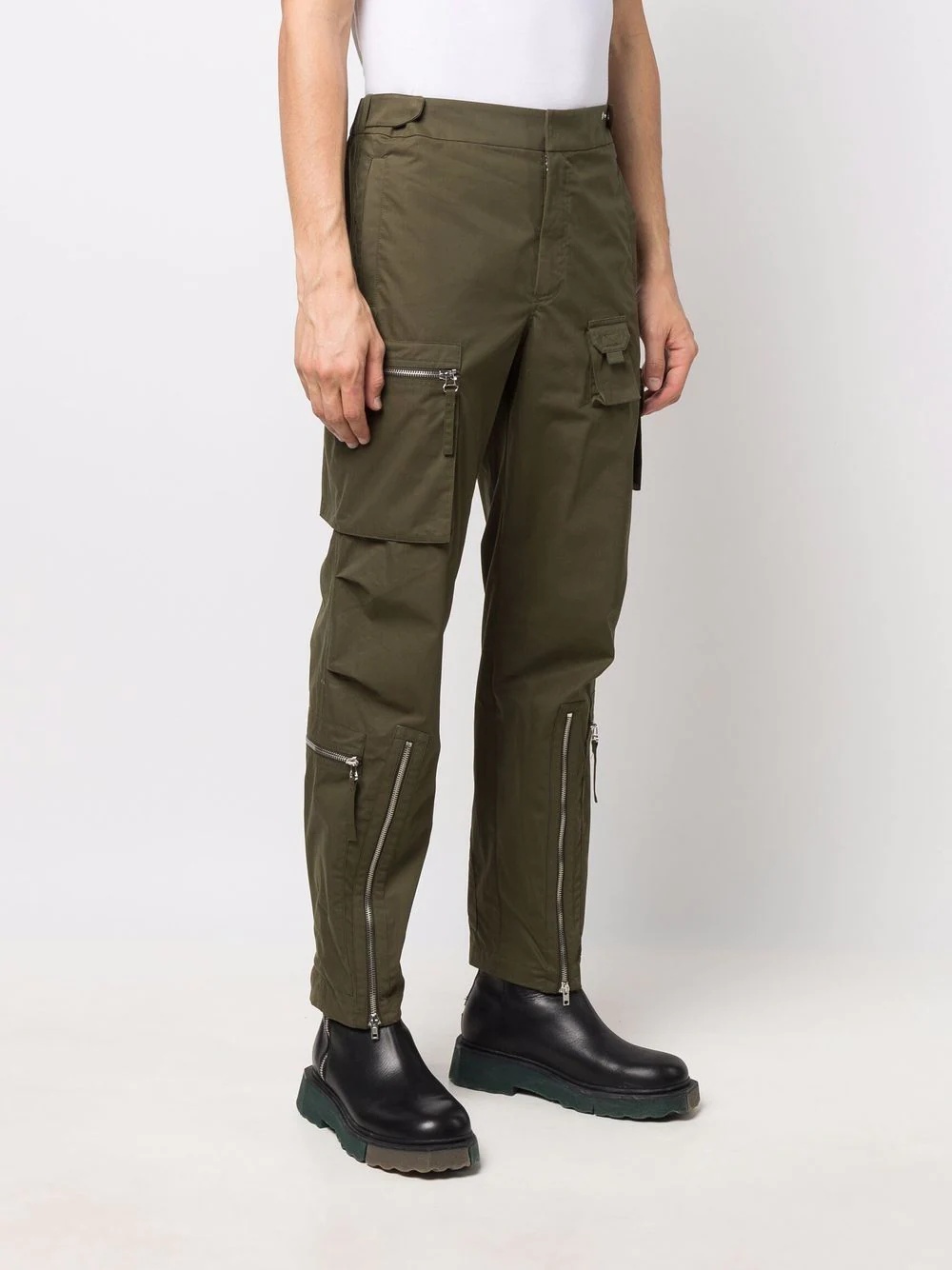 zip-detail cargo trousers - 3