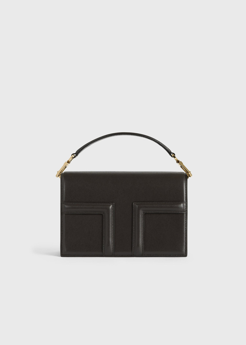 Mini T-flap leather bag bark 11