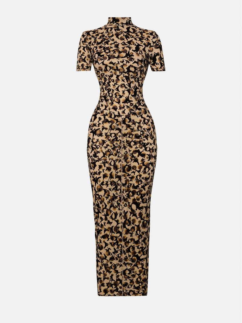 KNOCKOUT DRESS BEIGE LEOPARD PRINT 1