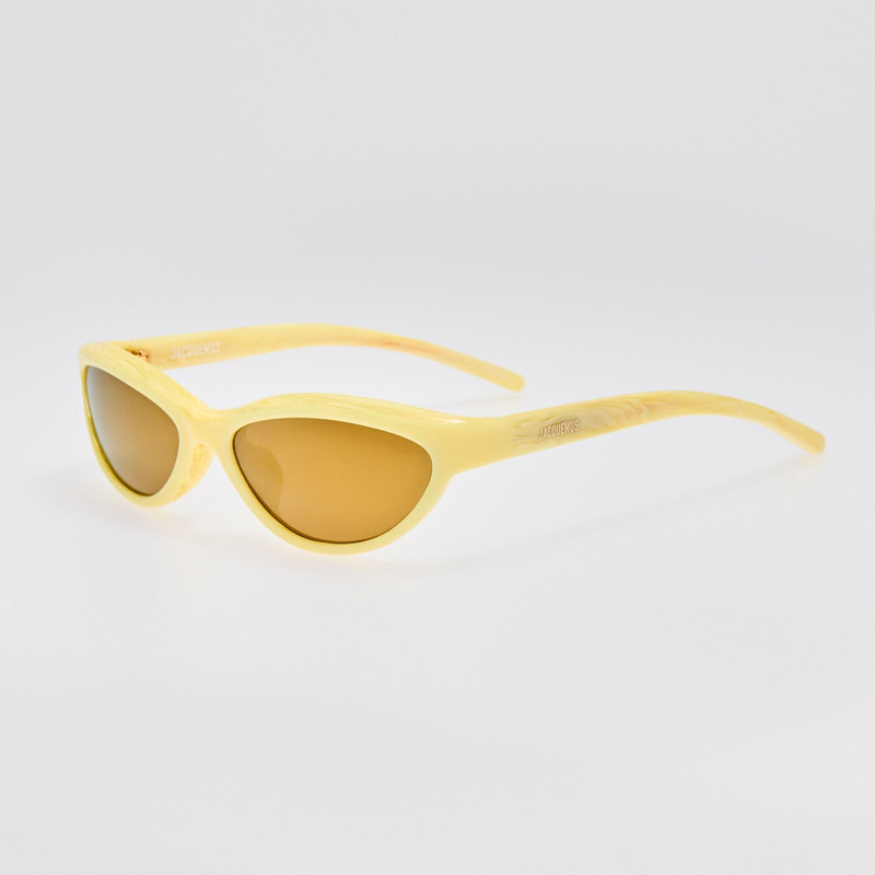 LINDA FARROW Curvo Sunglasses in Milky Yellow outlook