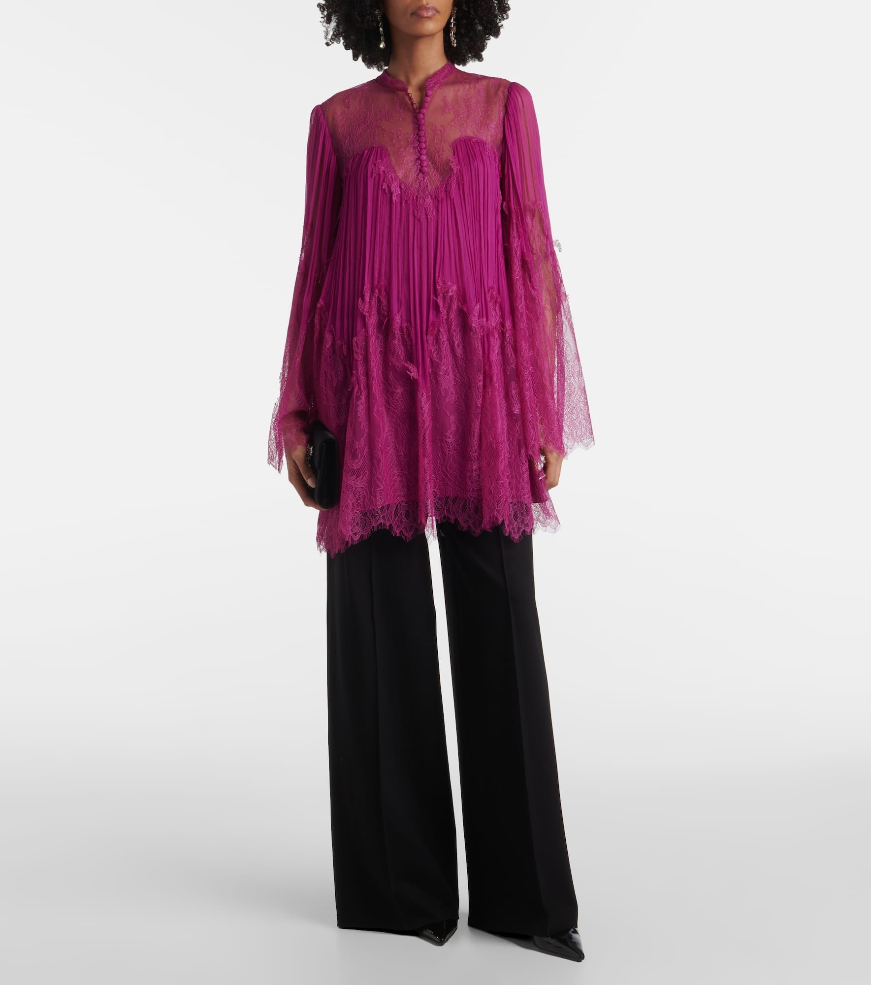Jorie lace-trimmed silk-blend blouse - 2