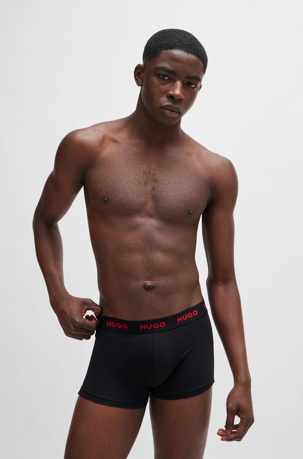 THREE-PACK OF STRETCH-COTTON TRUNKS WITH LOGO WAISTBANDS - 6