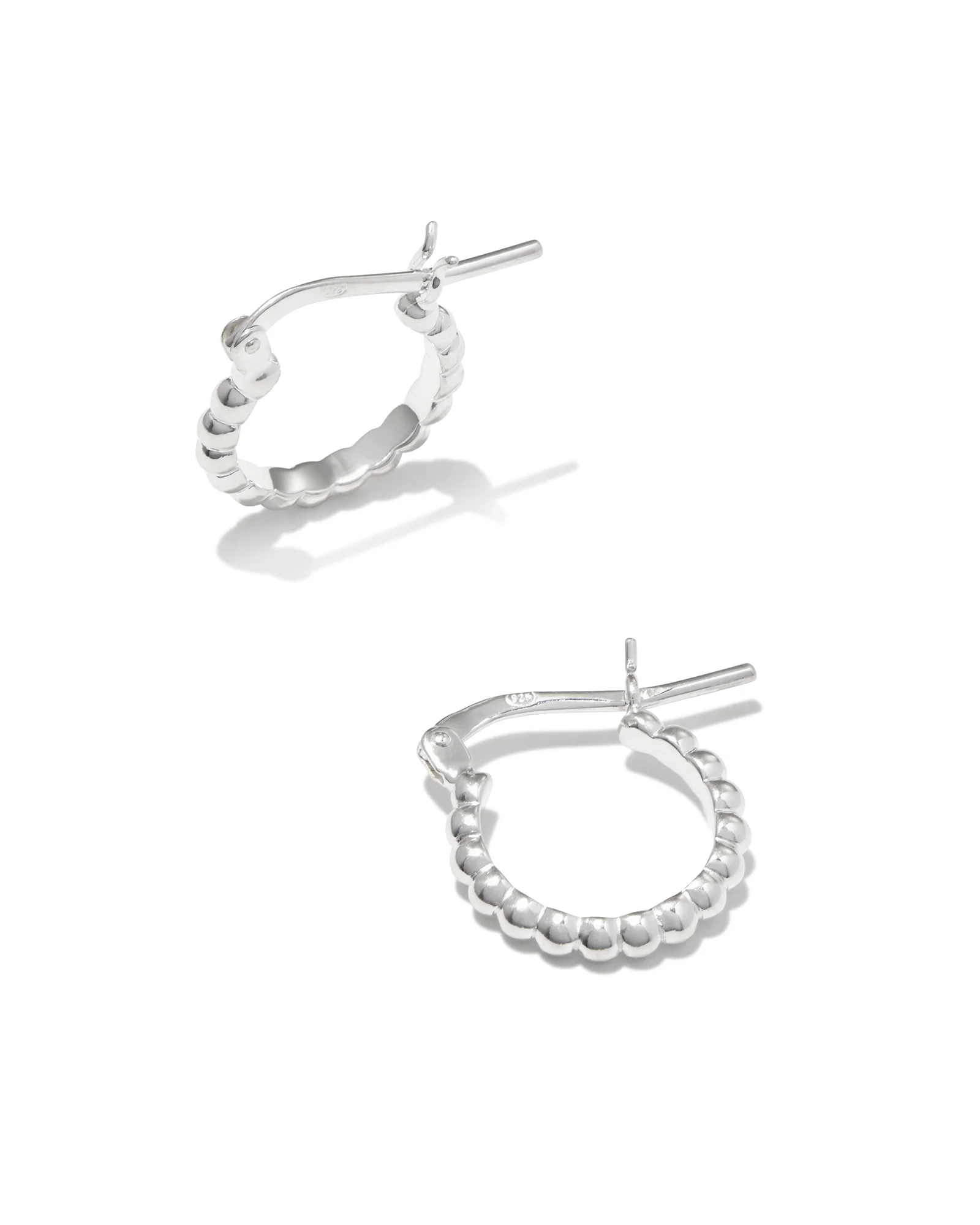 Beaded 13mm Huggie Earrings in Sterling Silver - 1