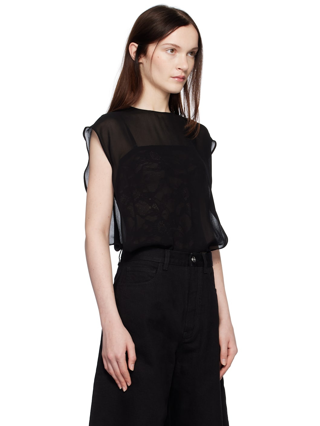 Black Georgette Bodysuit - 2