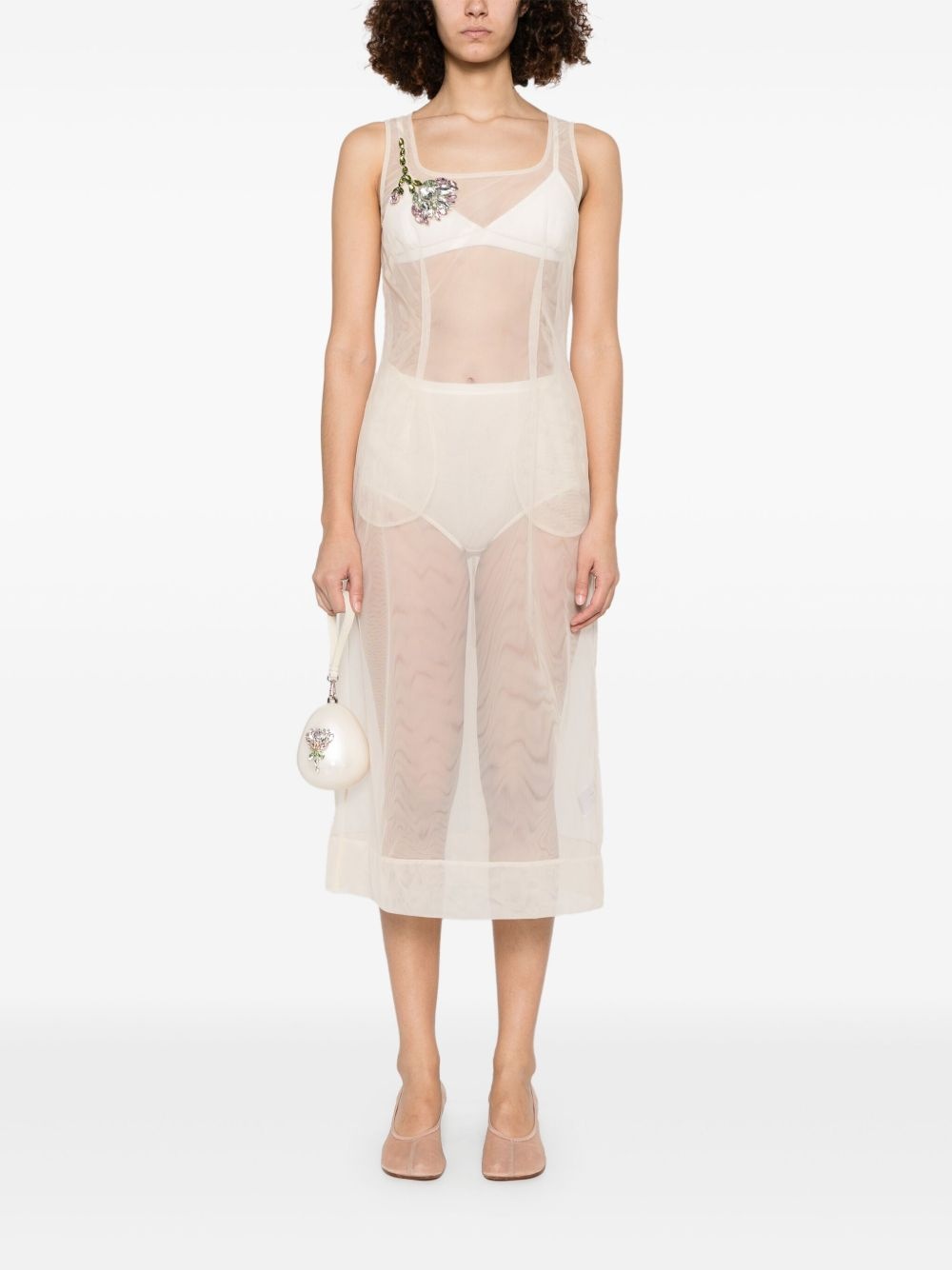 embellished square-neck dress - 2