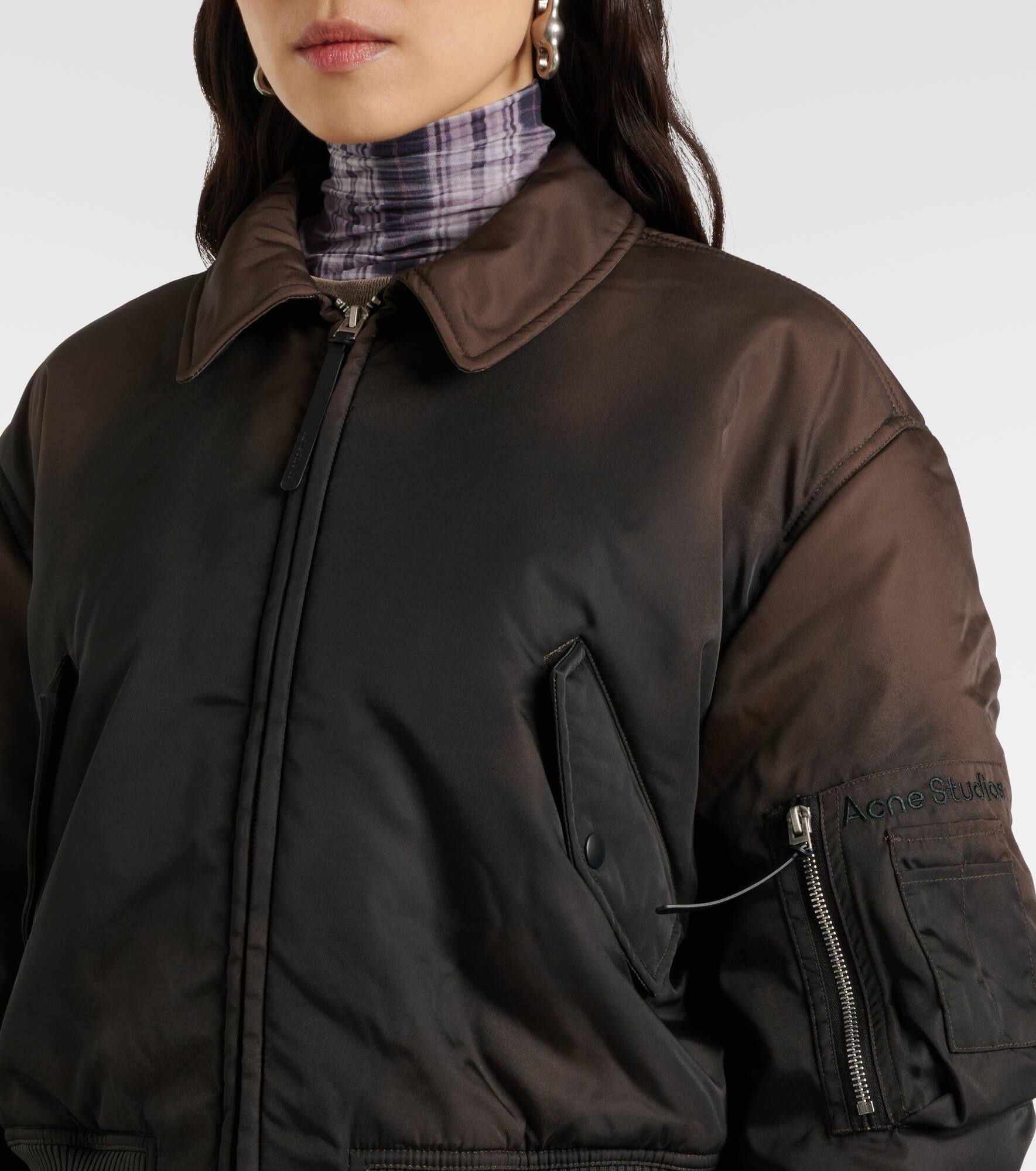 Cropped faux fur-trimmed bomber jacket - 6